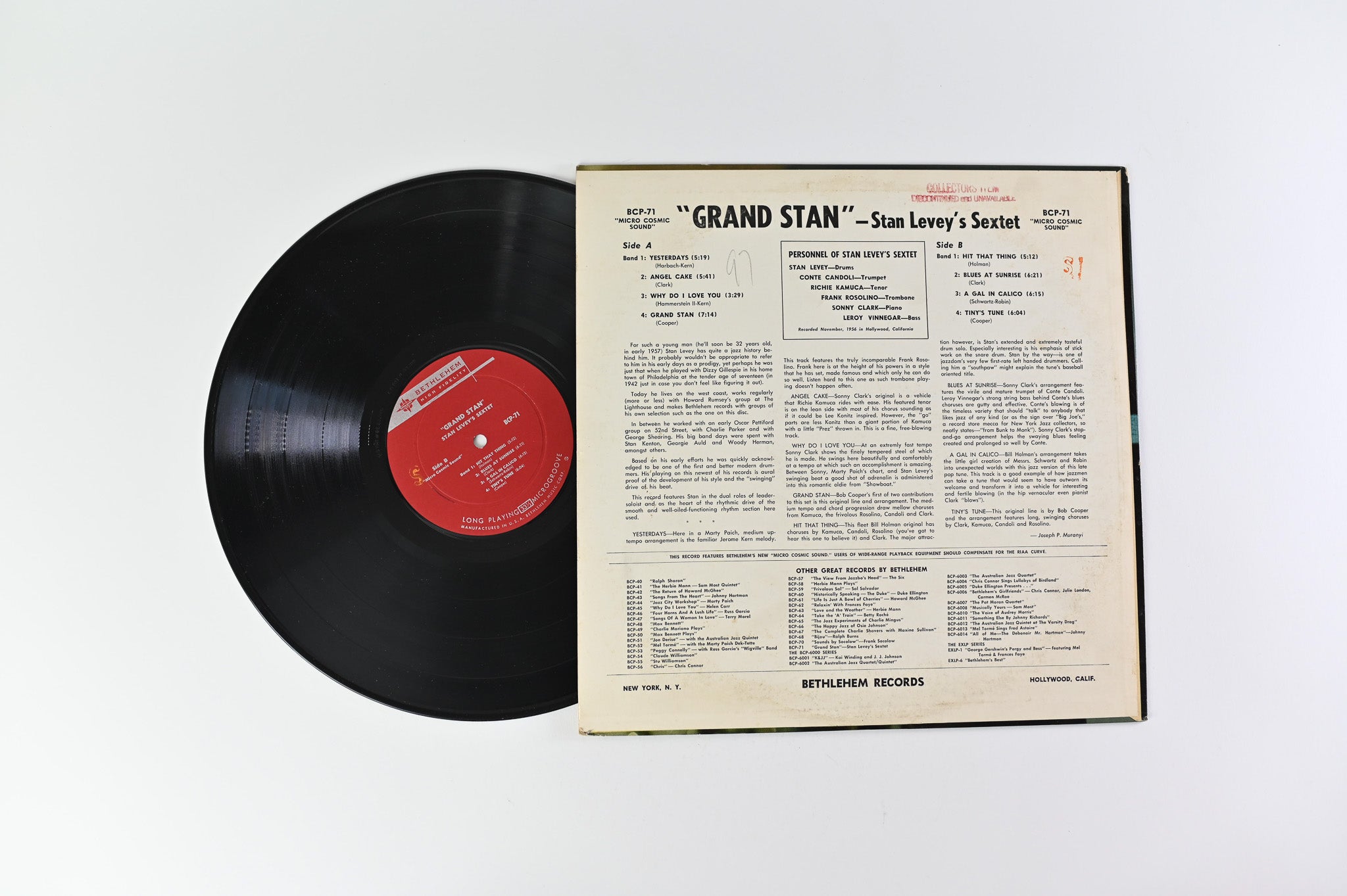 Stan Levey - Grand Stan on Bethlehem Mono Deep Groove