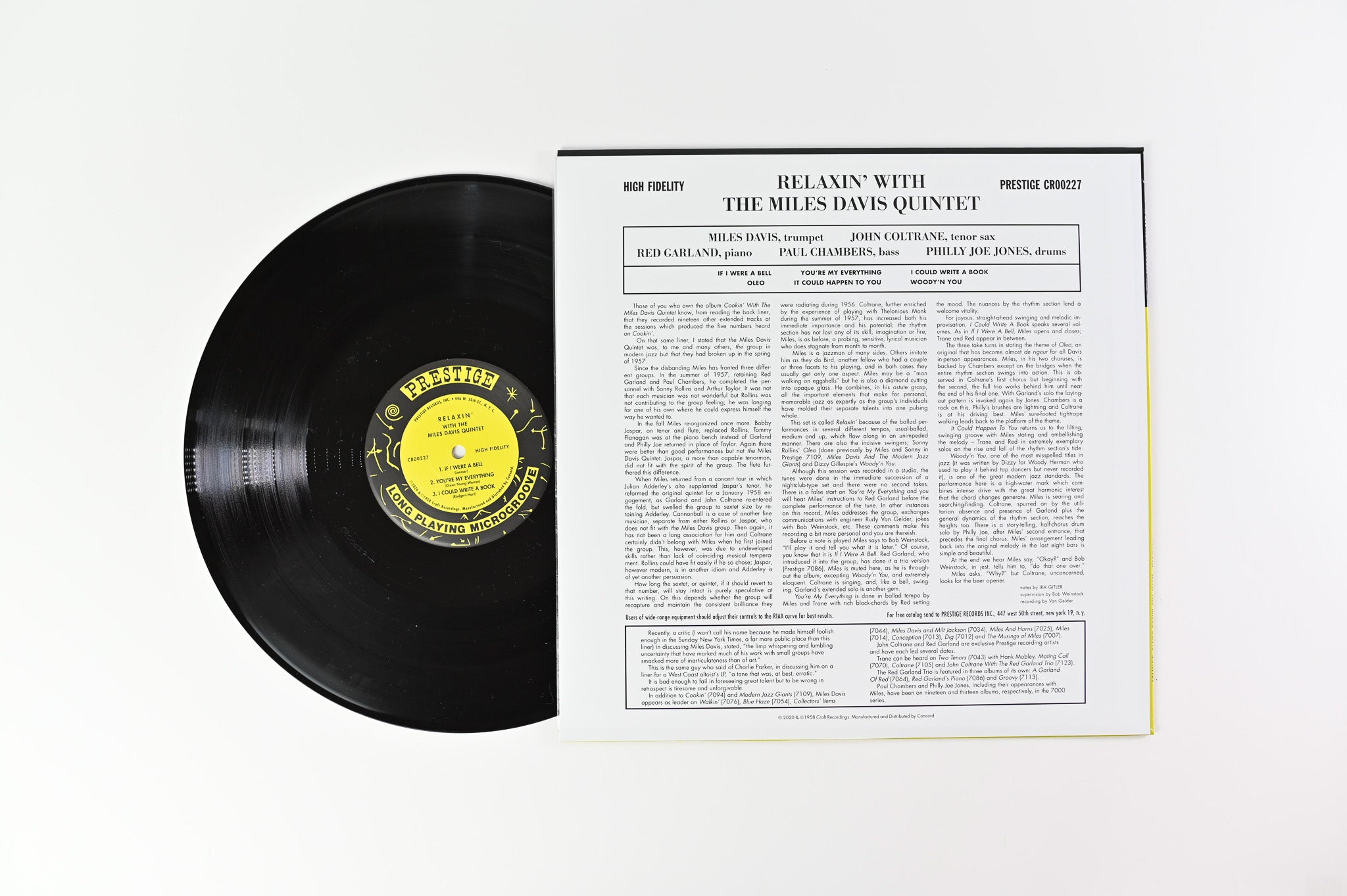 The Miles Davis Quintet - Relaxin' With The Miles Davis Quintet Craft Recordings Ltd Numbered 180 Gram Reissue