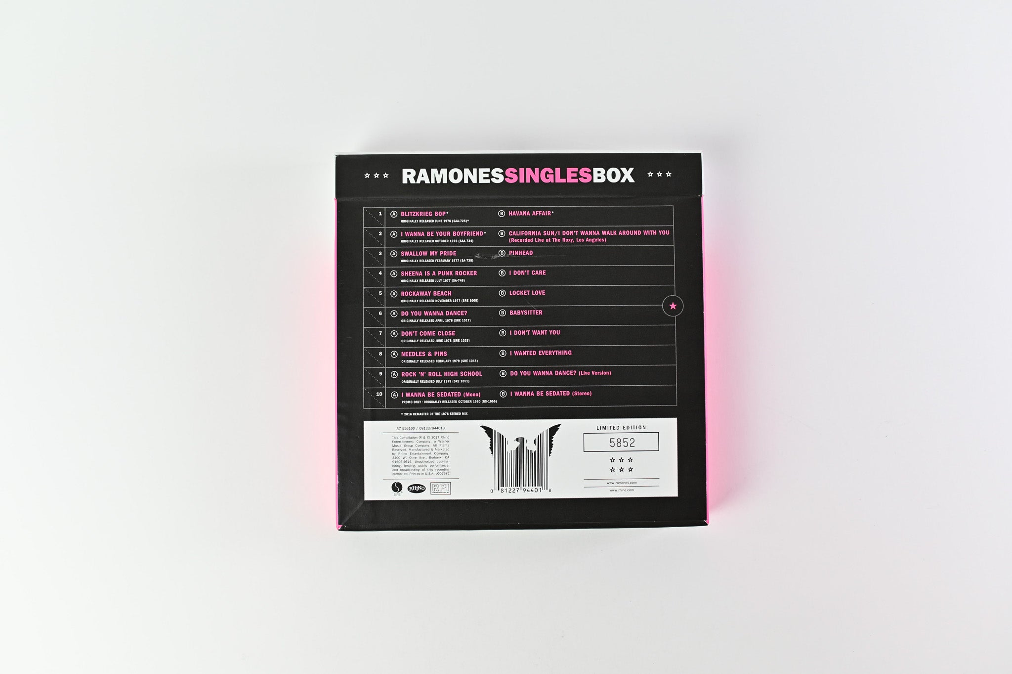 Ramones - Singles Box on Rhino Sire RSD 2017 Ltd Numbered Box Set