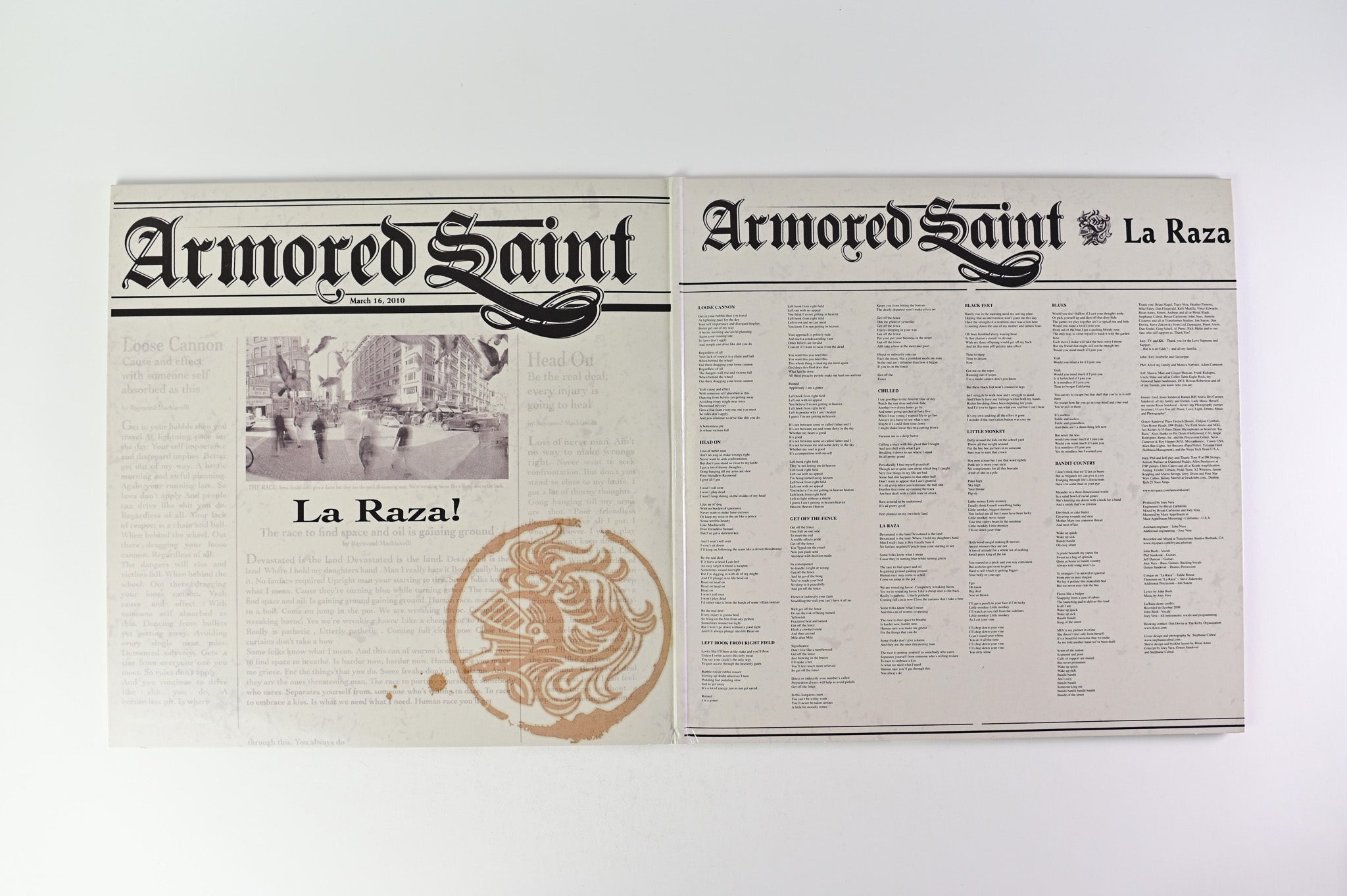 Armored Saint - La Raza on Metal Blade Ltd Clear with Black & Grey Splatter