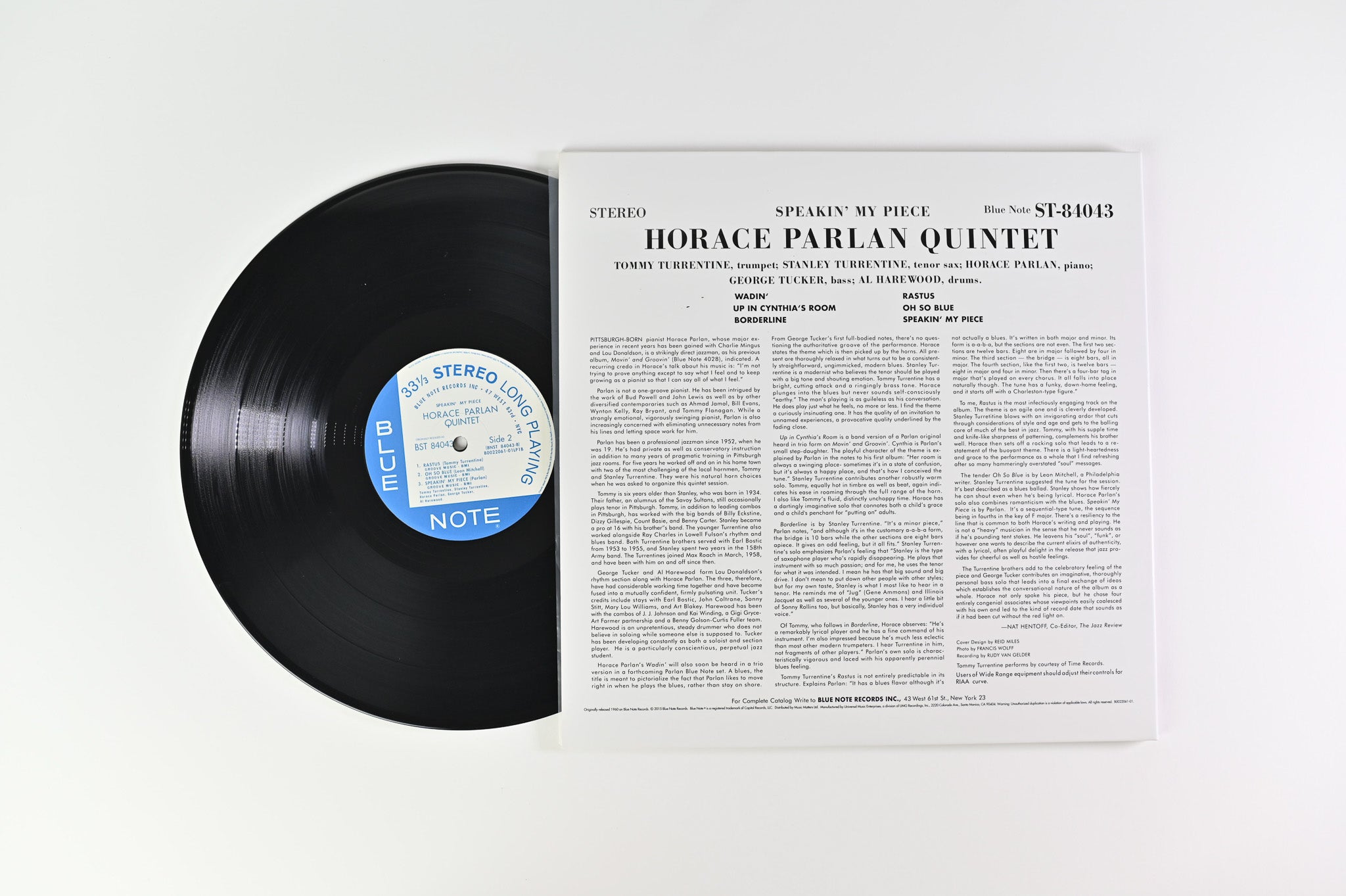 Horace Parlan Quintet - Speakin' My Piece on Blue Note Ltd 180 Gram Music Matters Reissue