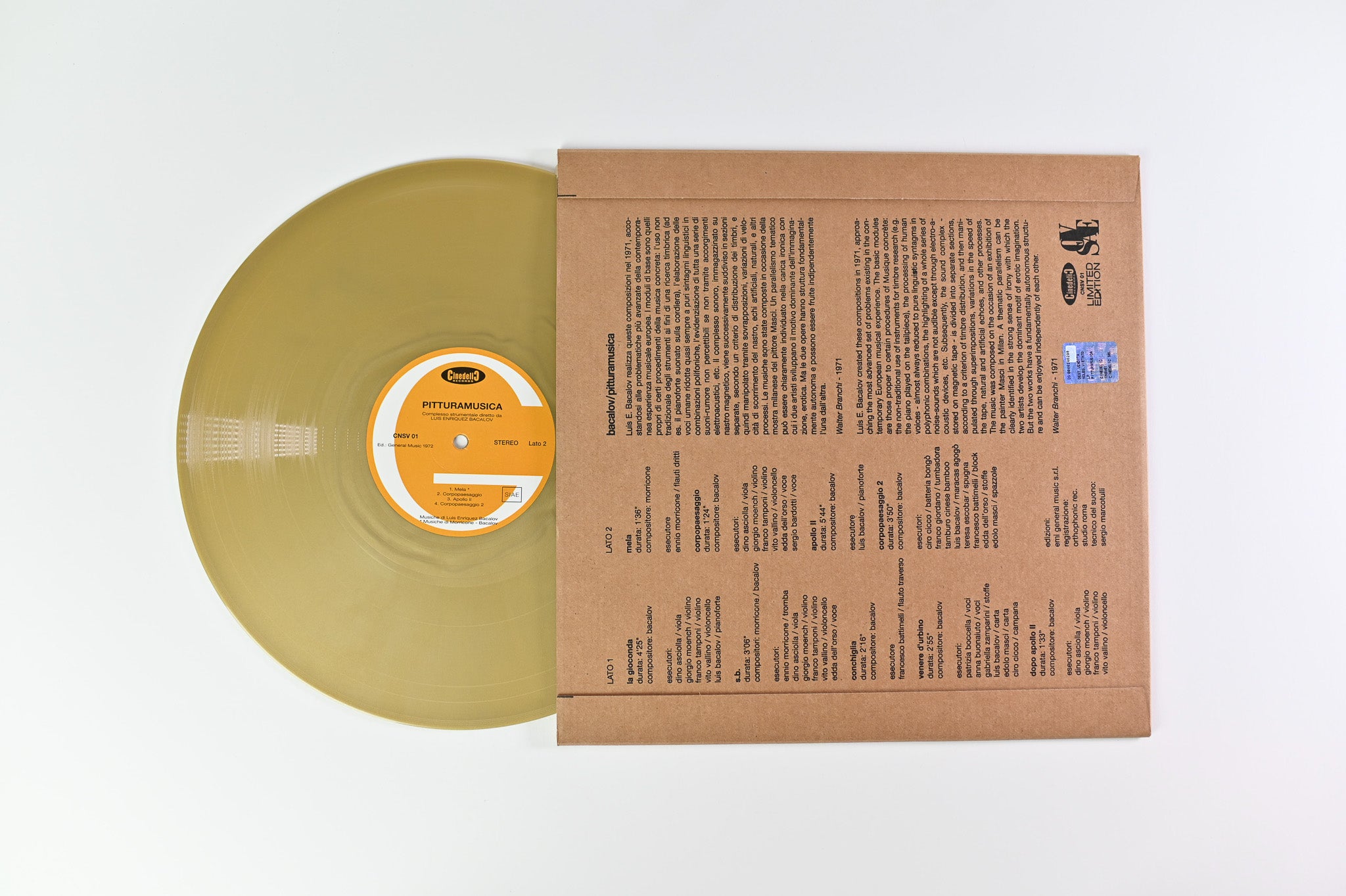 Luis Bacalov - Pitturamusica on Cinedelic RSD 2020 Ltd Gold Reissue