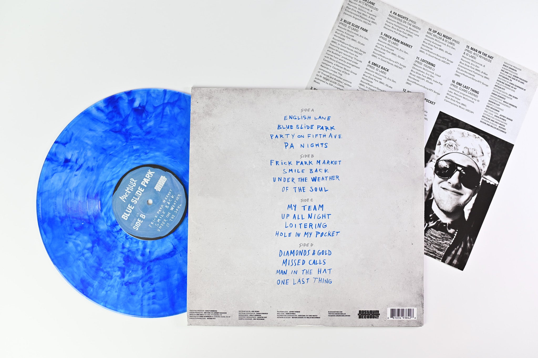 Mac Miller - Blue Slide Park on Rostrum Clear With Blue Swirl Reissue