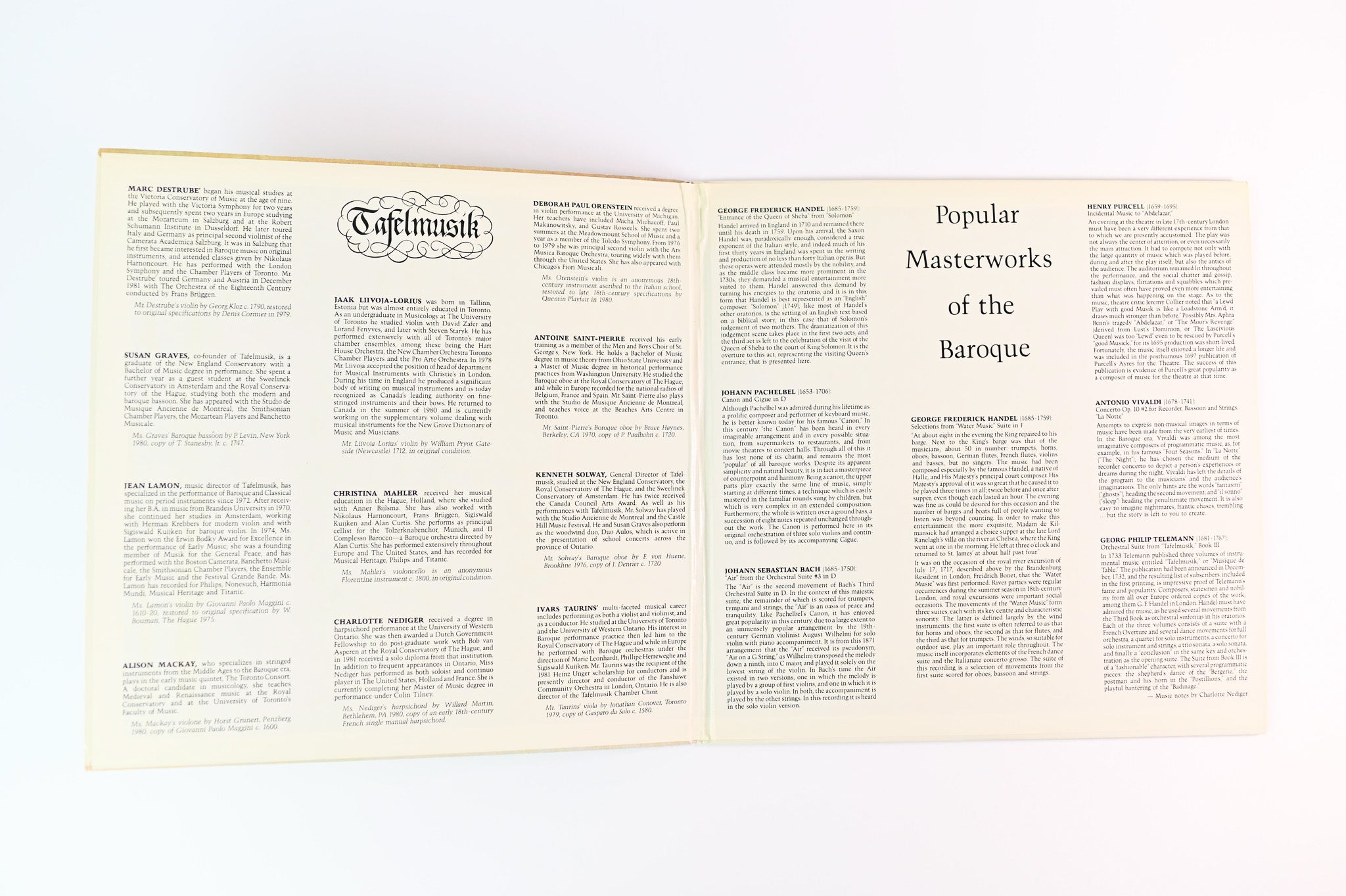 Tafelmusik Baroque Orchestra - Popular Masterworks Of The Baroque on Reference Recordings