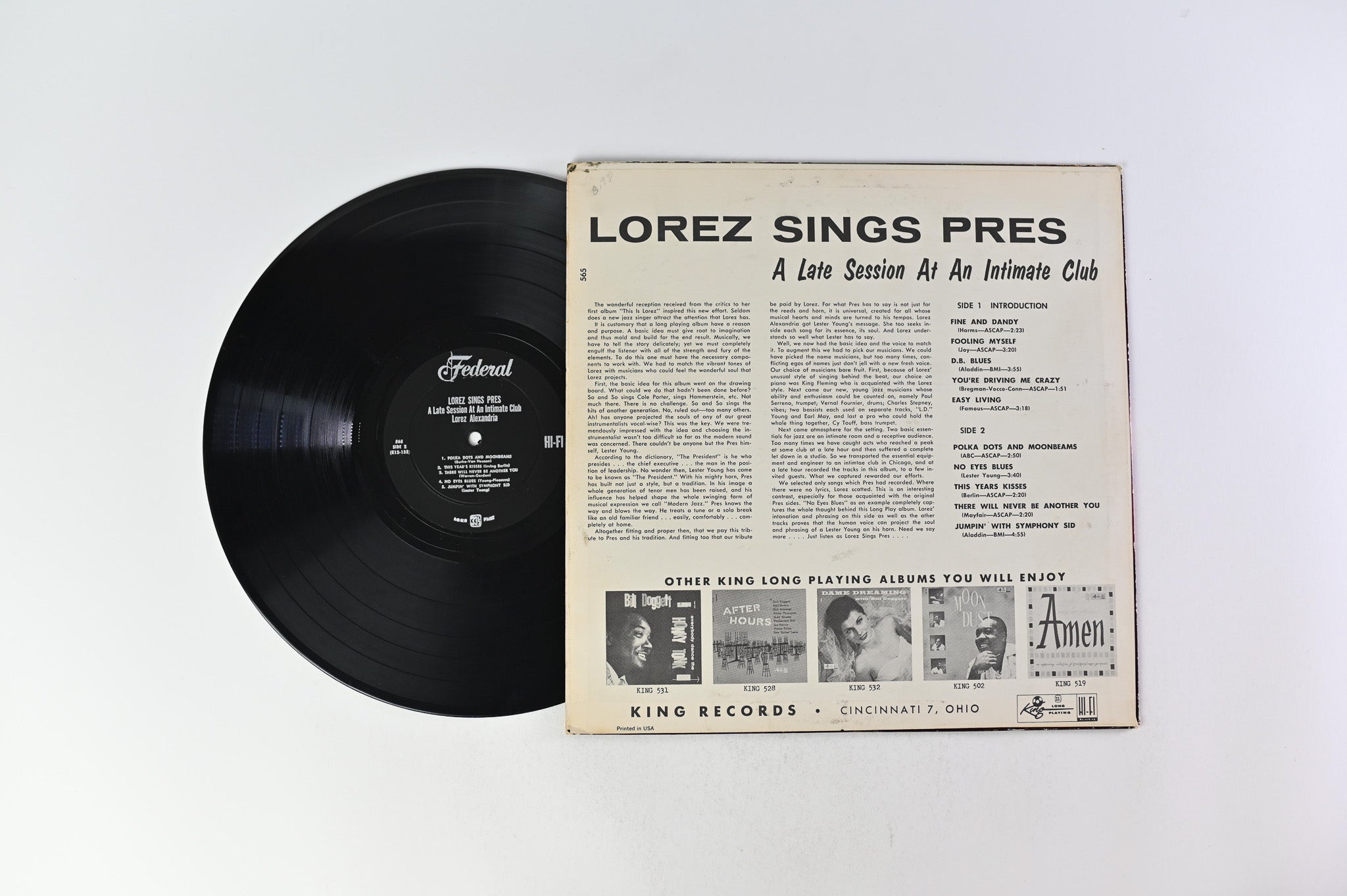 Lorez Alexandria - Lorez Sings Pres on Federal - Mono