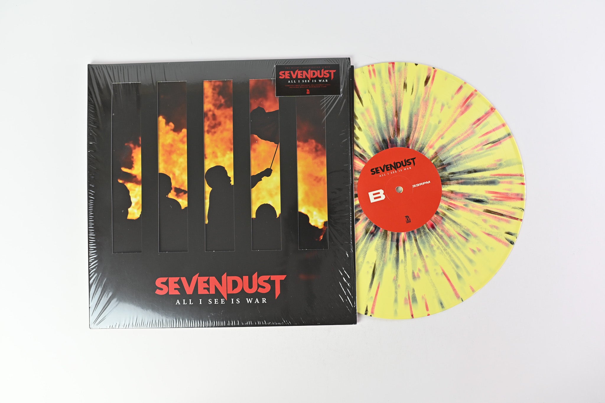 Sevendust - All I See Is War on Rise Ltd Yellow w/Red & Black Splatter
