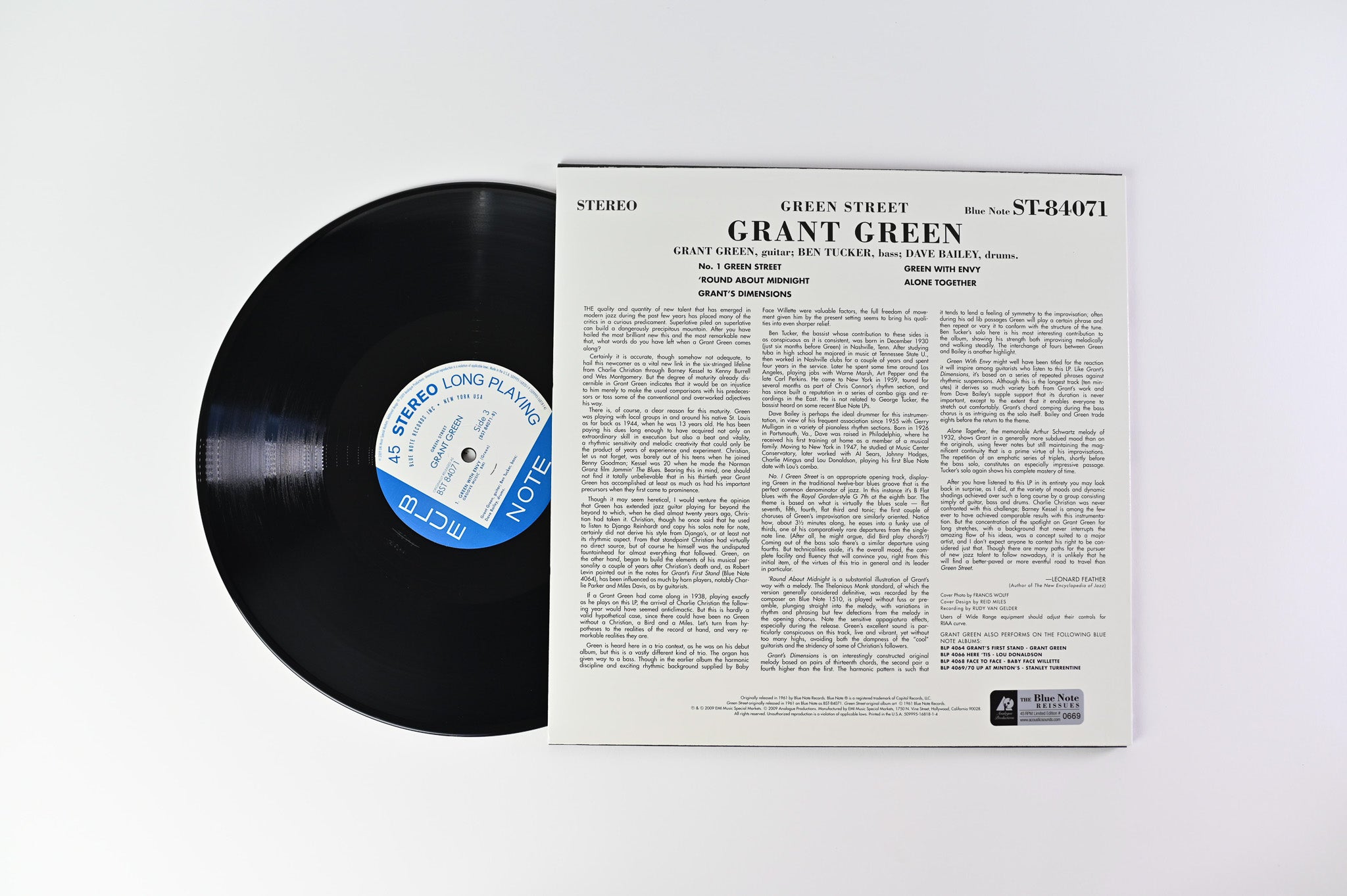 Grant Green - Green Street on Blue Note Analogue Productions Reissue Numbered 45 RPM