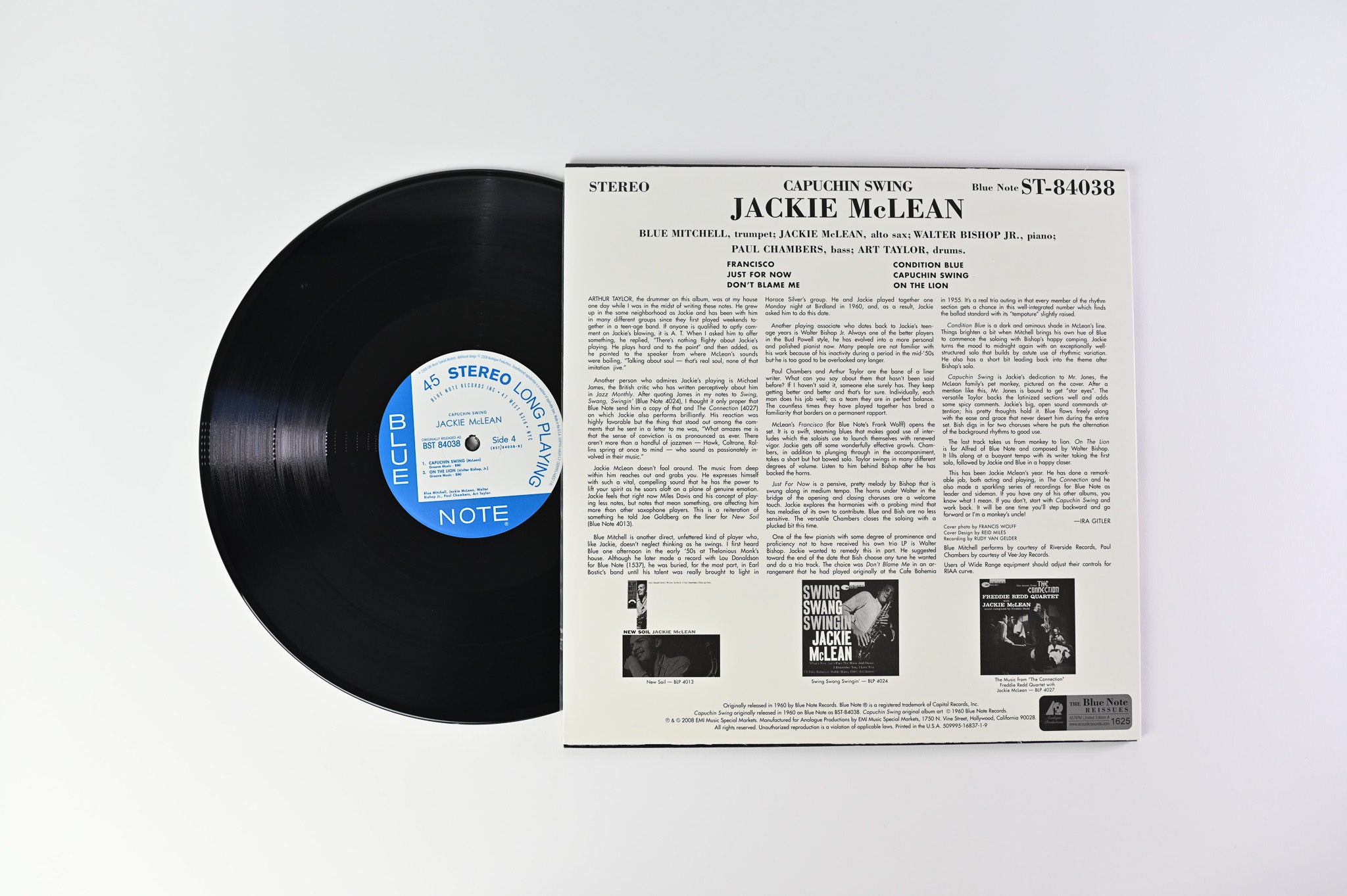 Jackie McLean - Capuchin Swing on Blue Note Analogue Productions Reissue Numbered 45 RPM