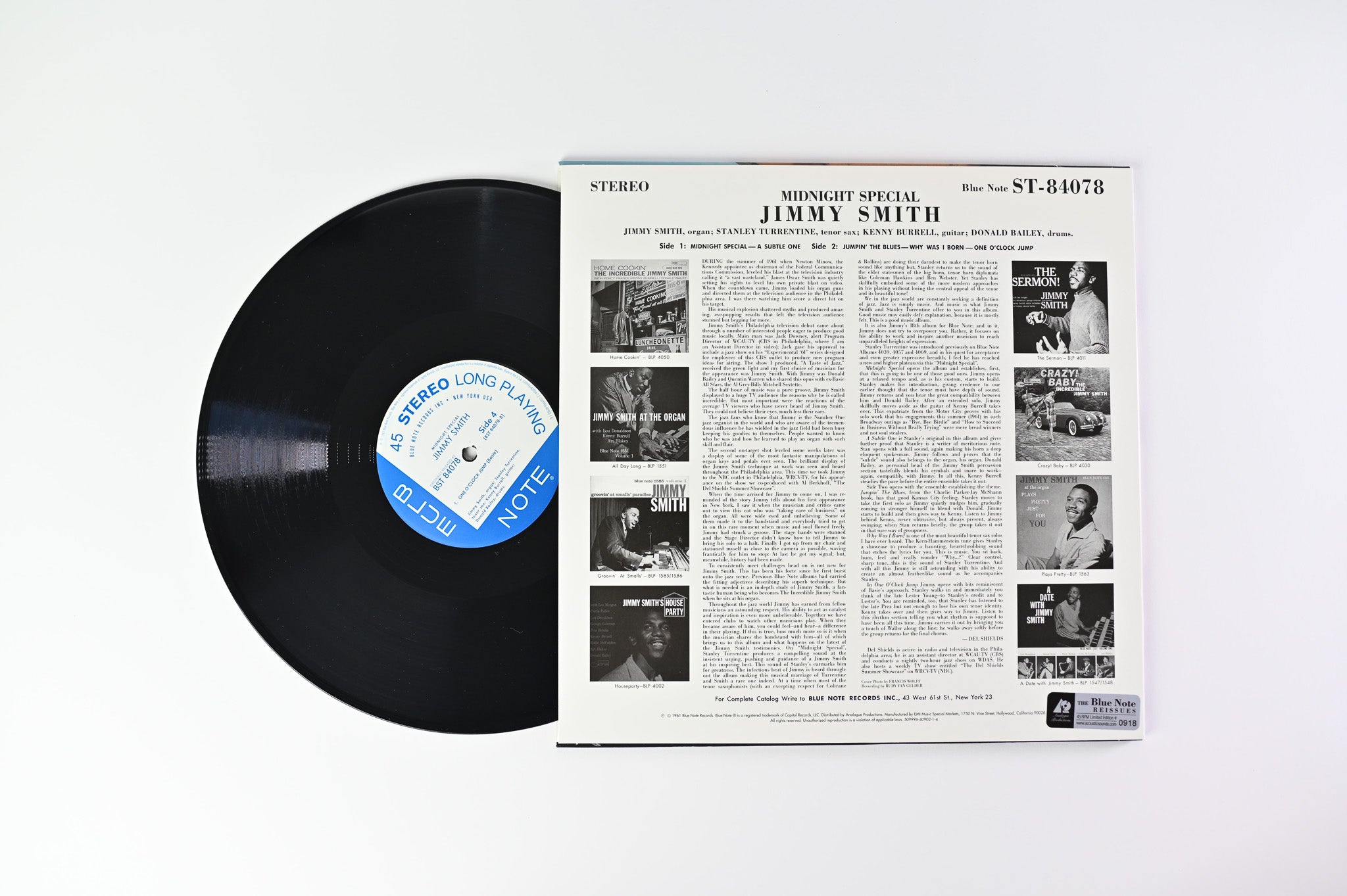 Jimmy Smith - Midnight Special on Blue Note Analogue Productions Reissue Numbered 45 RPM