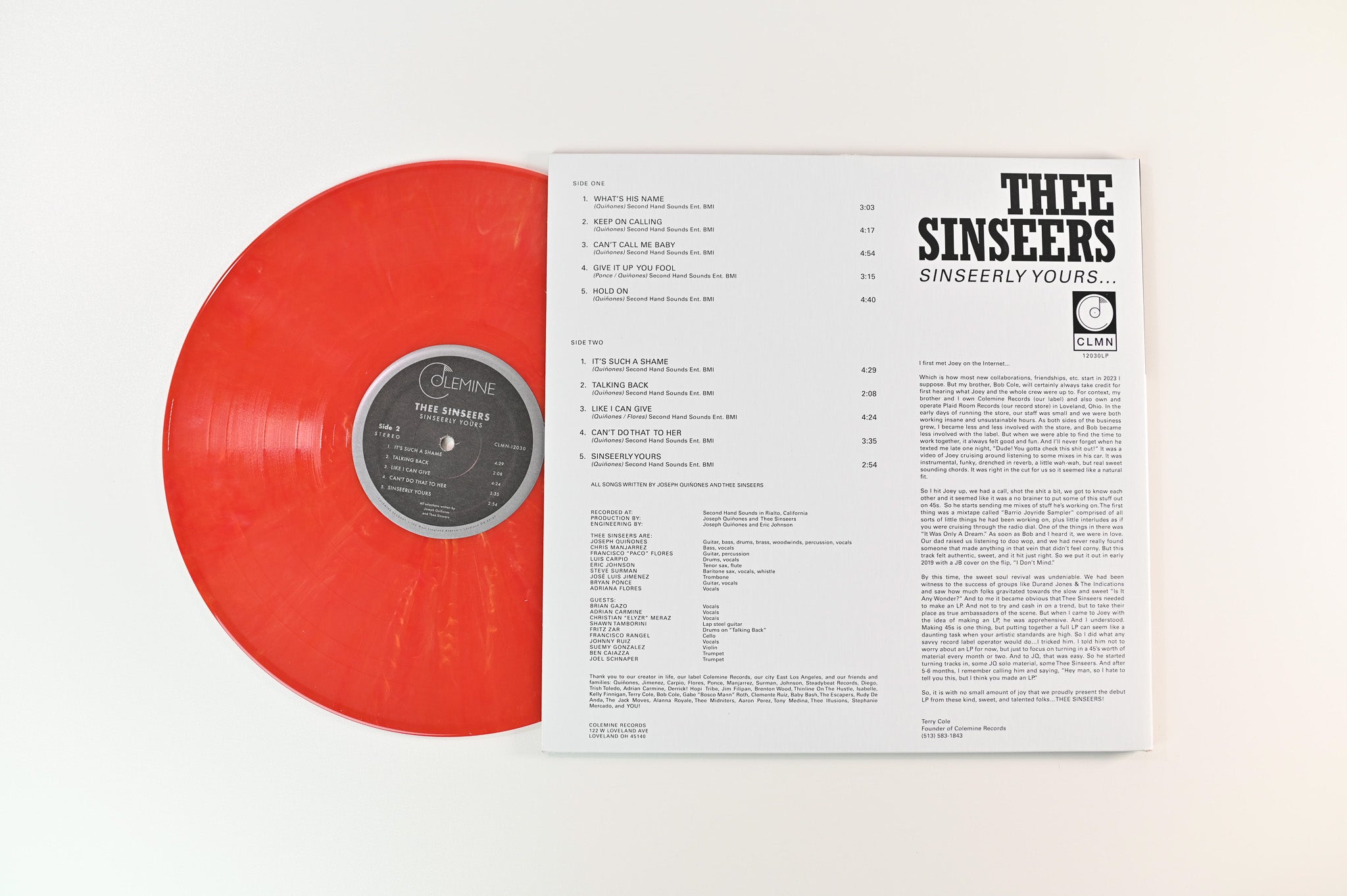 Thee Sinseers - Sinseerly Yours on Colemine Ltd Red Fire Vinyl