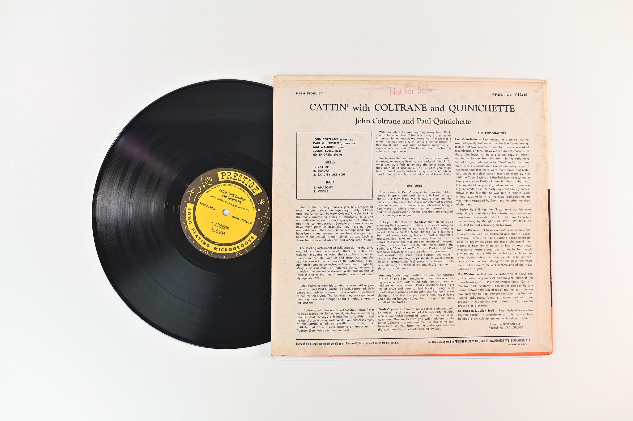 John Coltrane - Cattin' With Coltrane And Quinichette on Prestige Mono Deep Groove