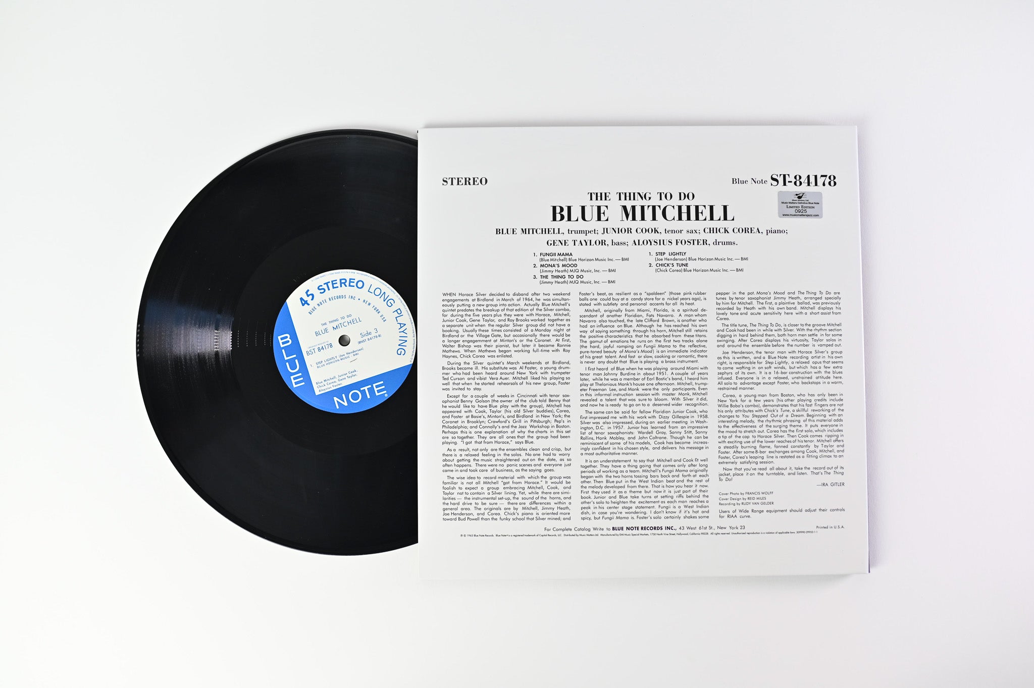 Blue Mitchell - The Thing To Do on Blue Note Music Matters Ltd 45 RPM Numbered Reissue