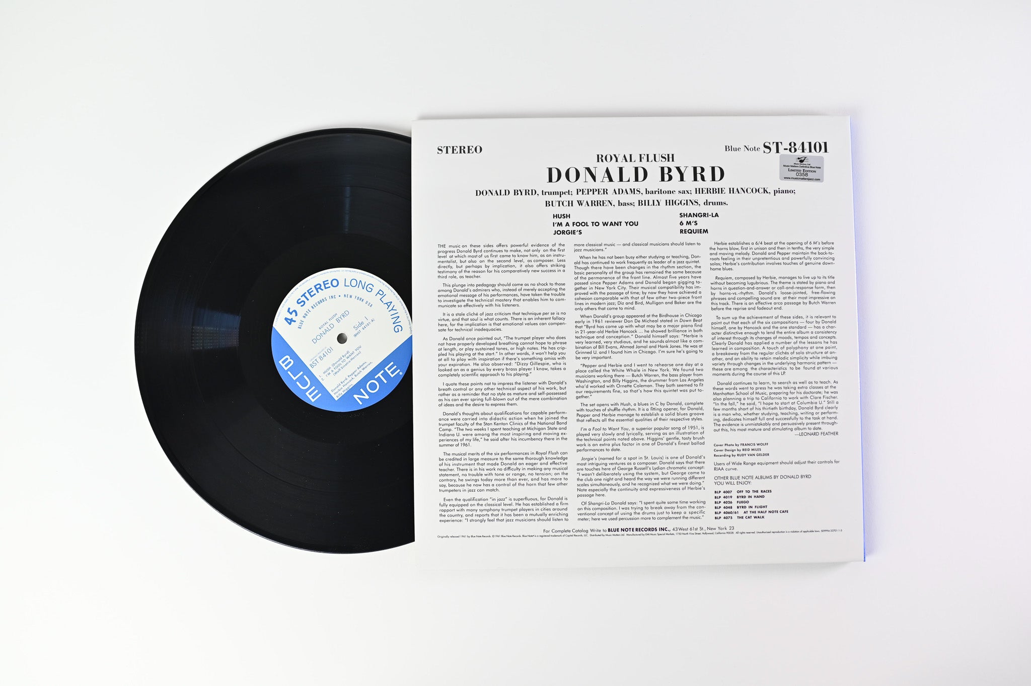 Donald Byrd - Royal Flush on Blue Note Music Matters Ltd 45 RPM Numbered Reissue