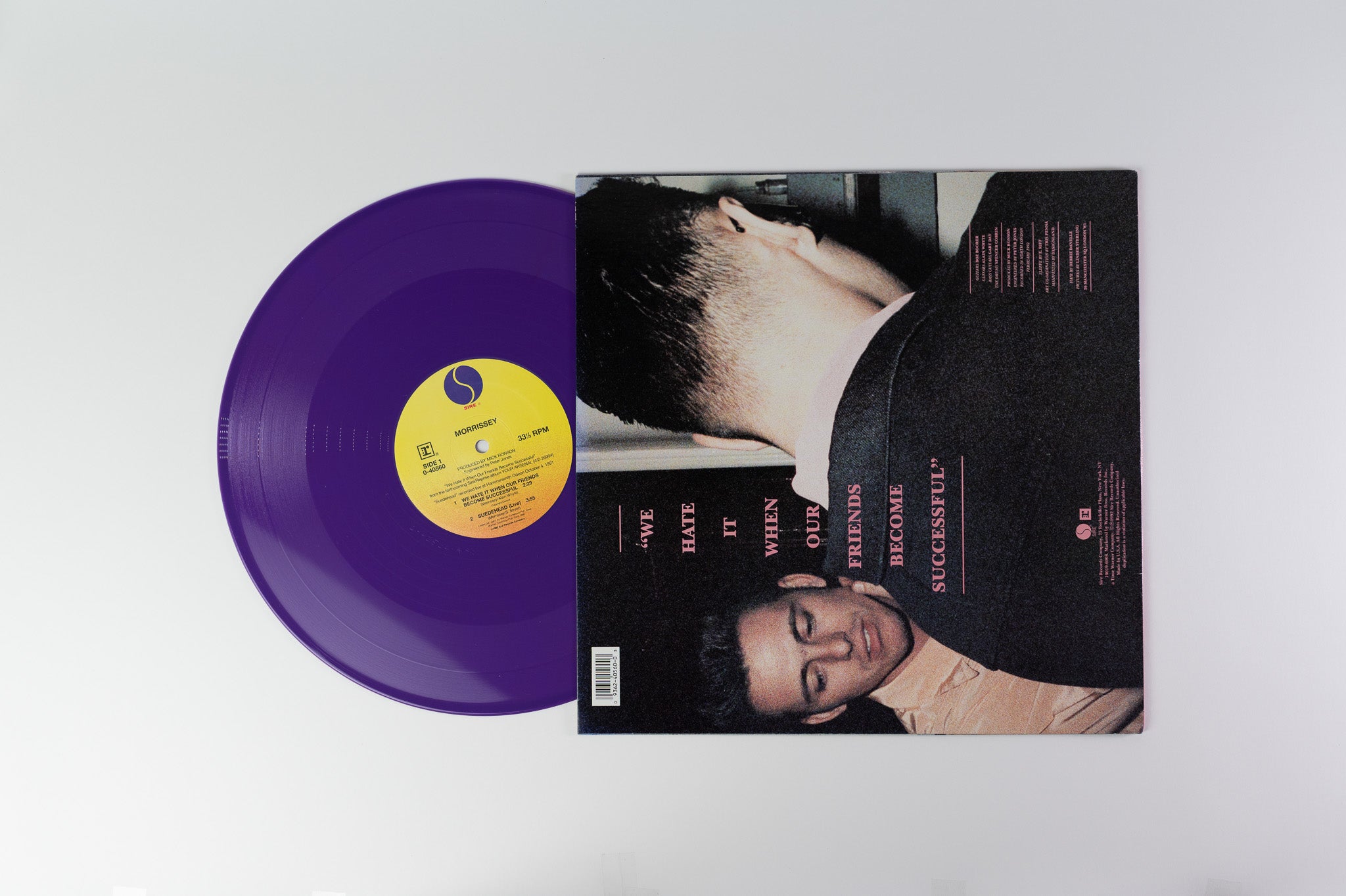 Morrissey - We Hate It When Our Friends Become Successful on Sire Purple Vinyl 12" Maxi Single