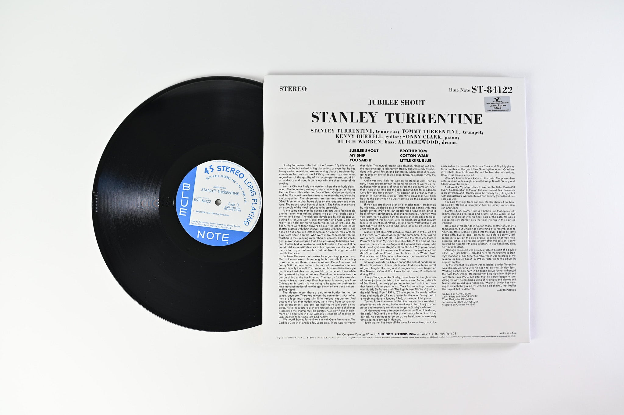 Stanley Turrentine - Jubilee Shout!!! on Blue Note Music Matters Ltd Numbered Reissue 45 RPM