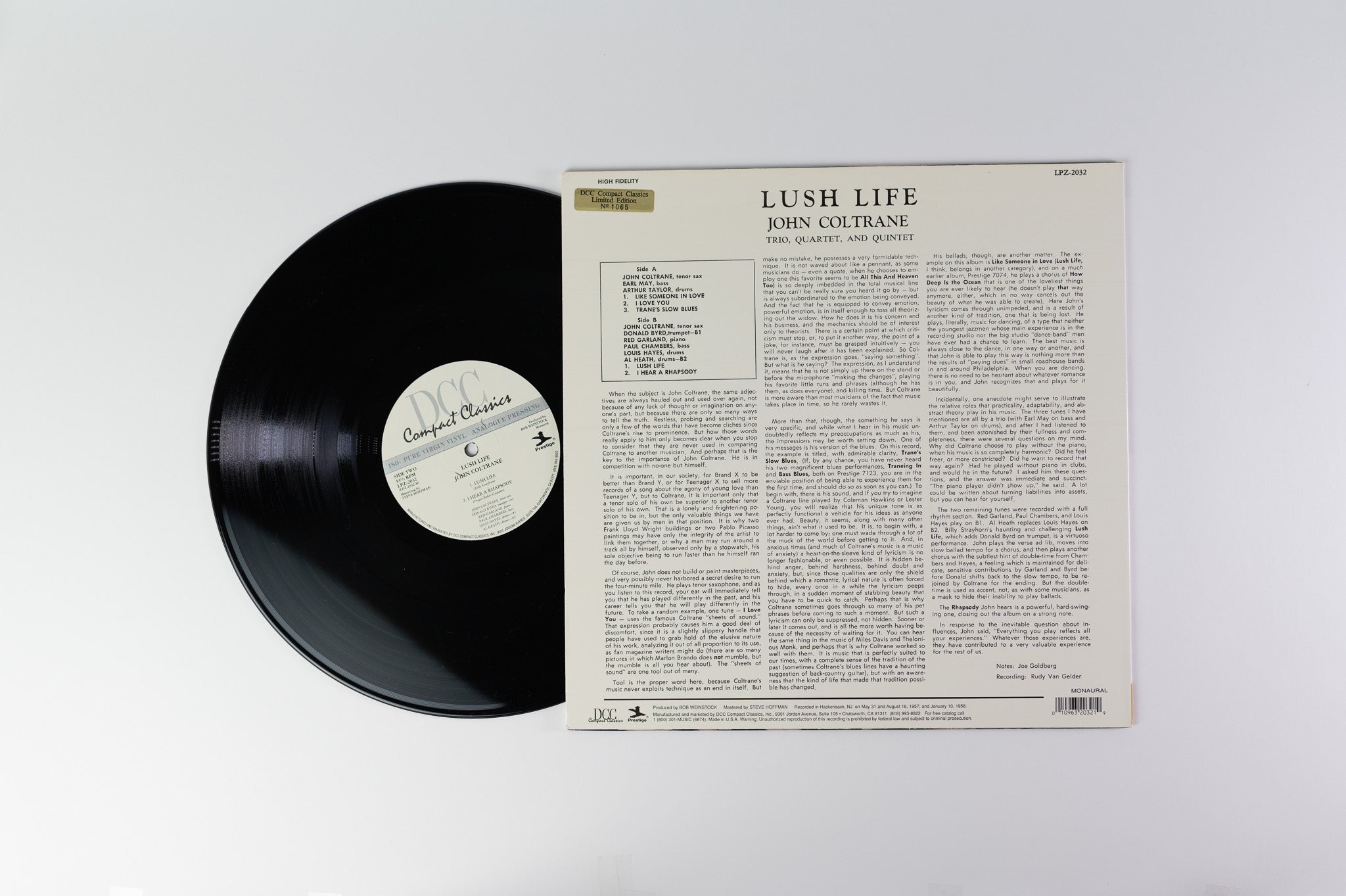 John Coltrane - Lush Life DCC Compact Classics Ltd Numbered Virgin Vinyl Reissue