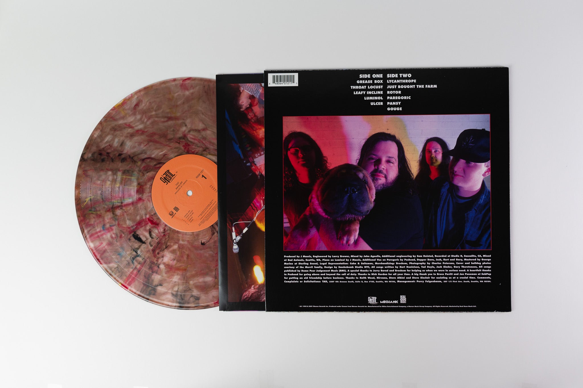 Tad - Inhaler on Real Gone RSD 2021 Tan Black & Red Swirl Reissue