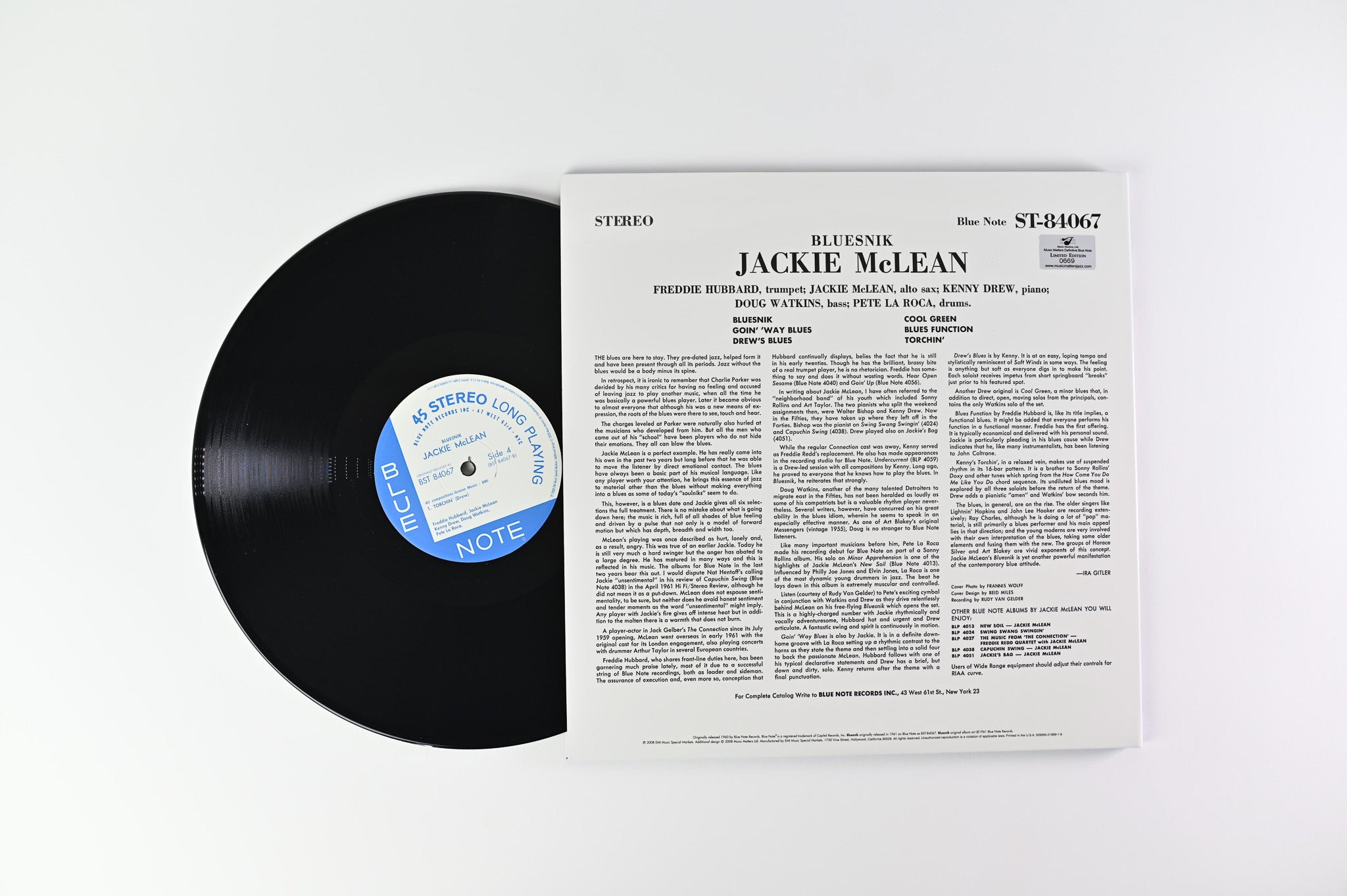 Jackie McLean - Bluesnik on Blue Note Music Matters Ltd 45 RPM Numbere