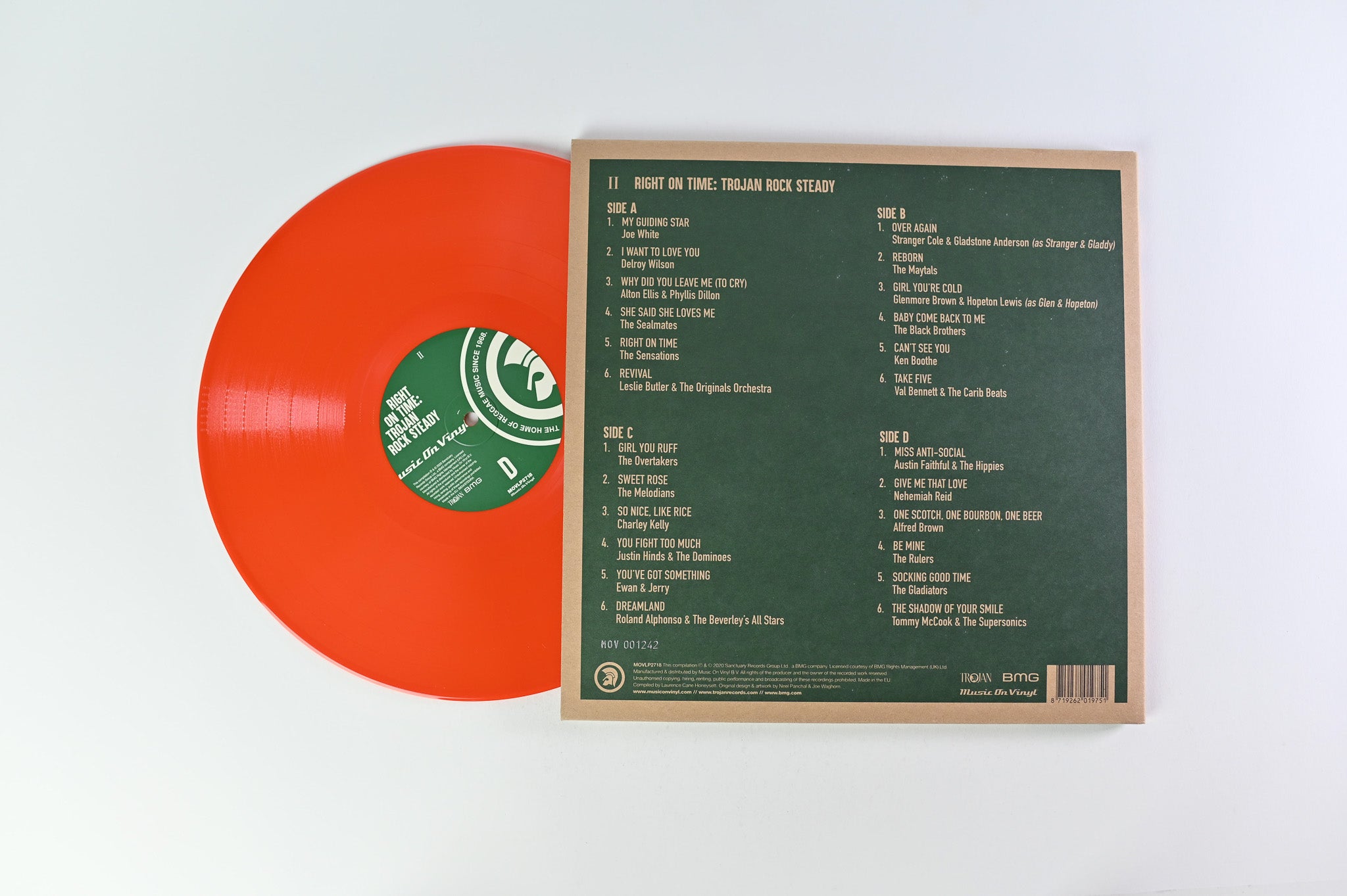 Various - Right On Time: Trojan Rock Steady on Music on Vinyl Ltd Numbered Orange Vinyl Reissue