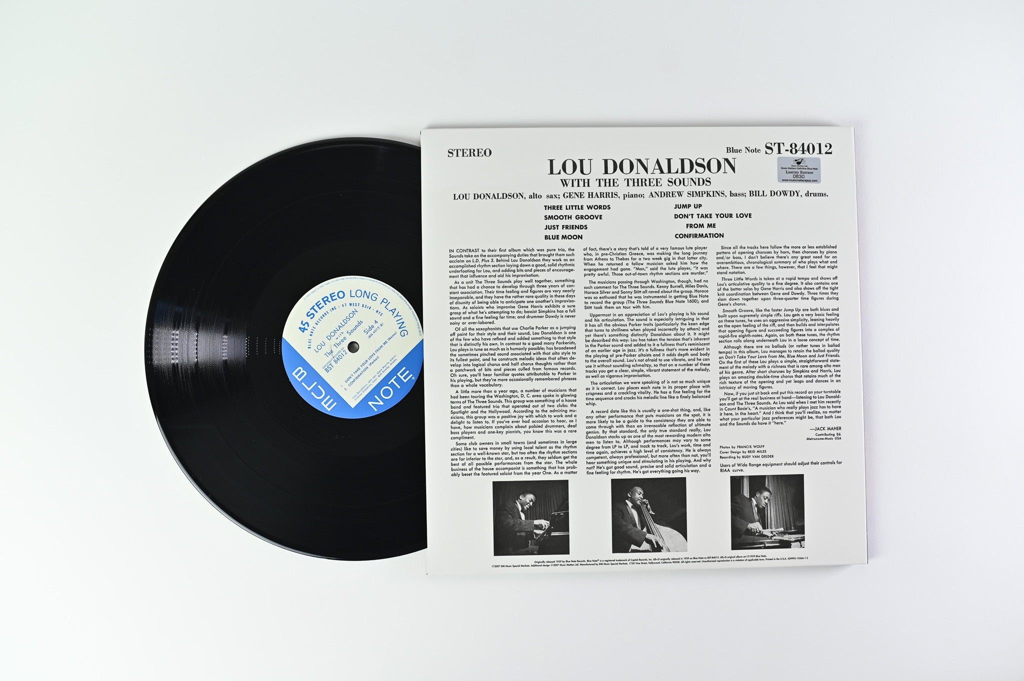 Lou Donaldson - LD+3 on Blue Note Music Matters Ltd 45 RPM Reissue