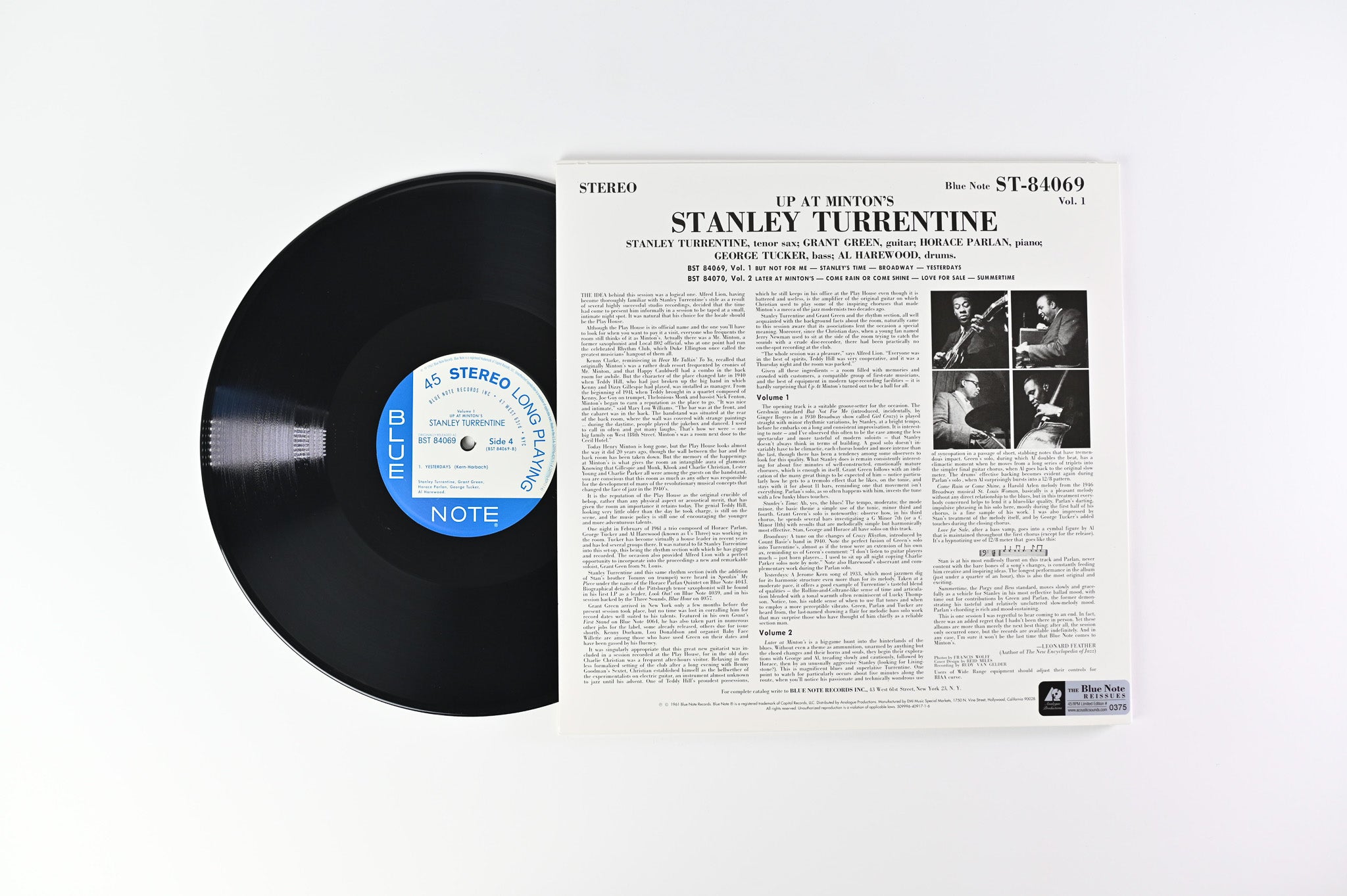 Stanley Turrentine - Up At "Minton's", Vol. 1 on Blue Note Analogue Productions Numbered Reissue 45 RPM