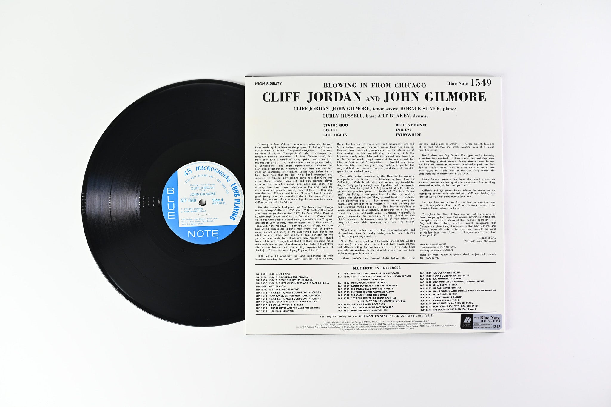 Clifford Jordan - Blowing In From Chicago on Blue Note Analogue Productions Numbered Reissue 45 RPM