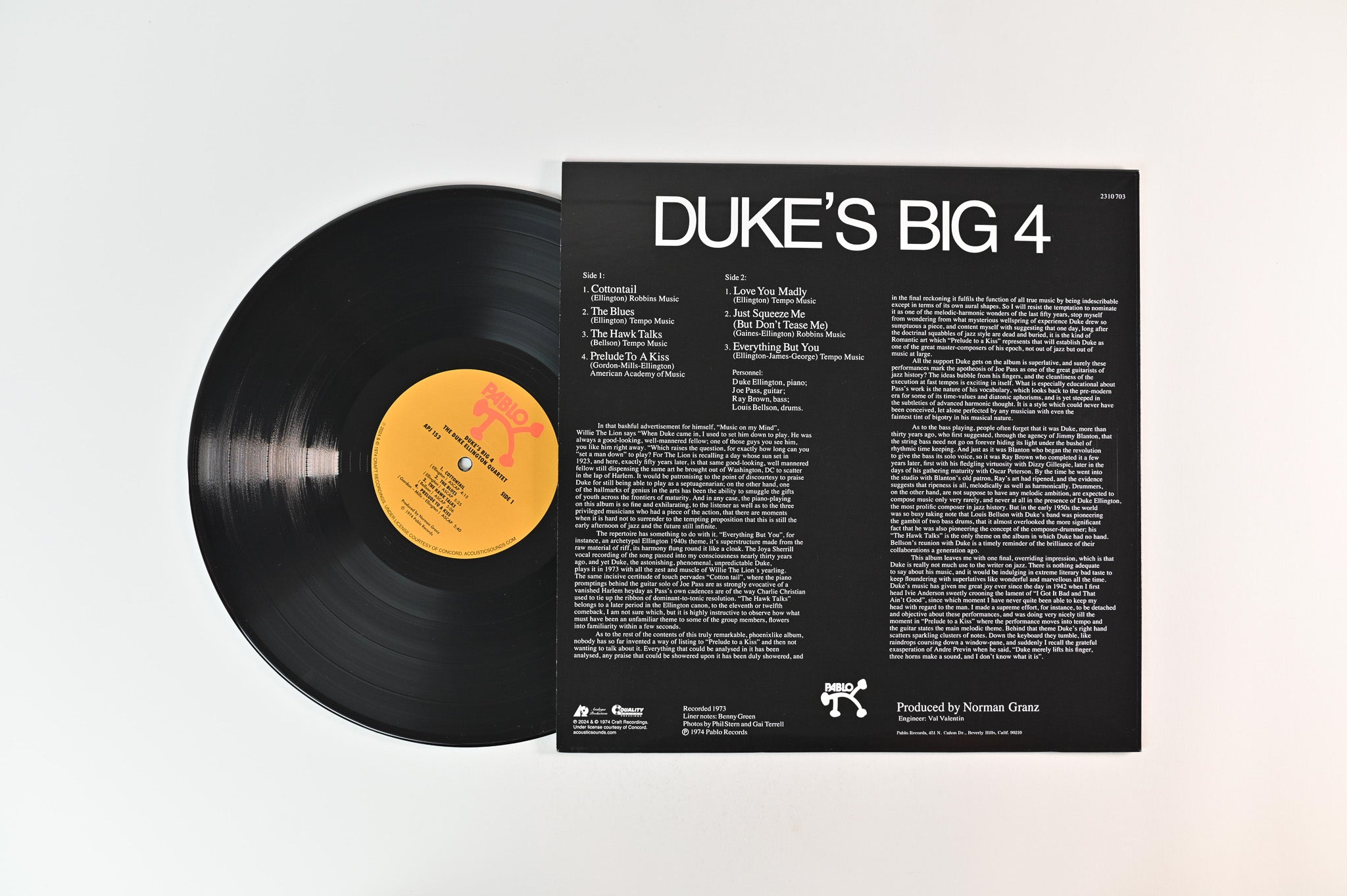 Duke Ellington Quartet - Duke's Big 4 on Analogue Productions Pablo Series 180 Gram Reissue