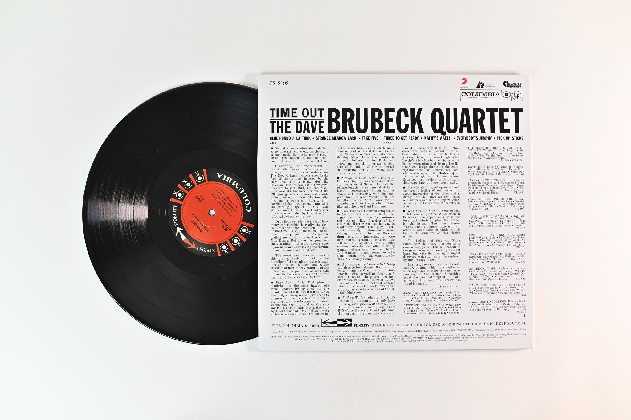 The Dave Brubeck Quartet - Time Out on Columbia Analogue Productions 200 Gram Reissue