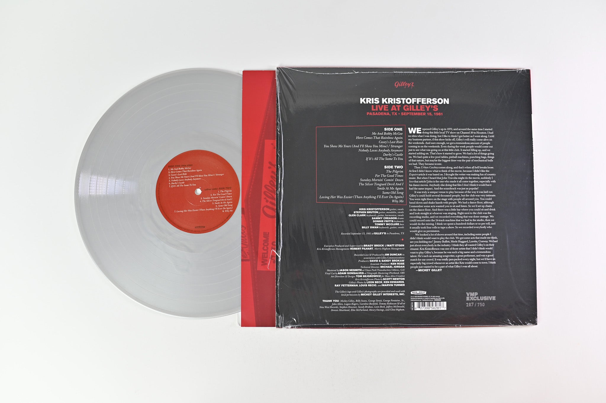 Kris Kristofferson - Live At Gilley's on New West Records / Vinyl Me Please - Silver Vinyl