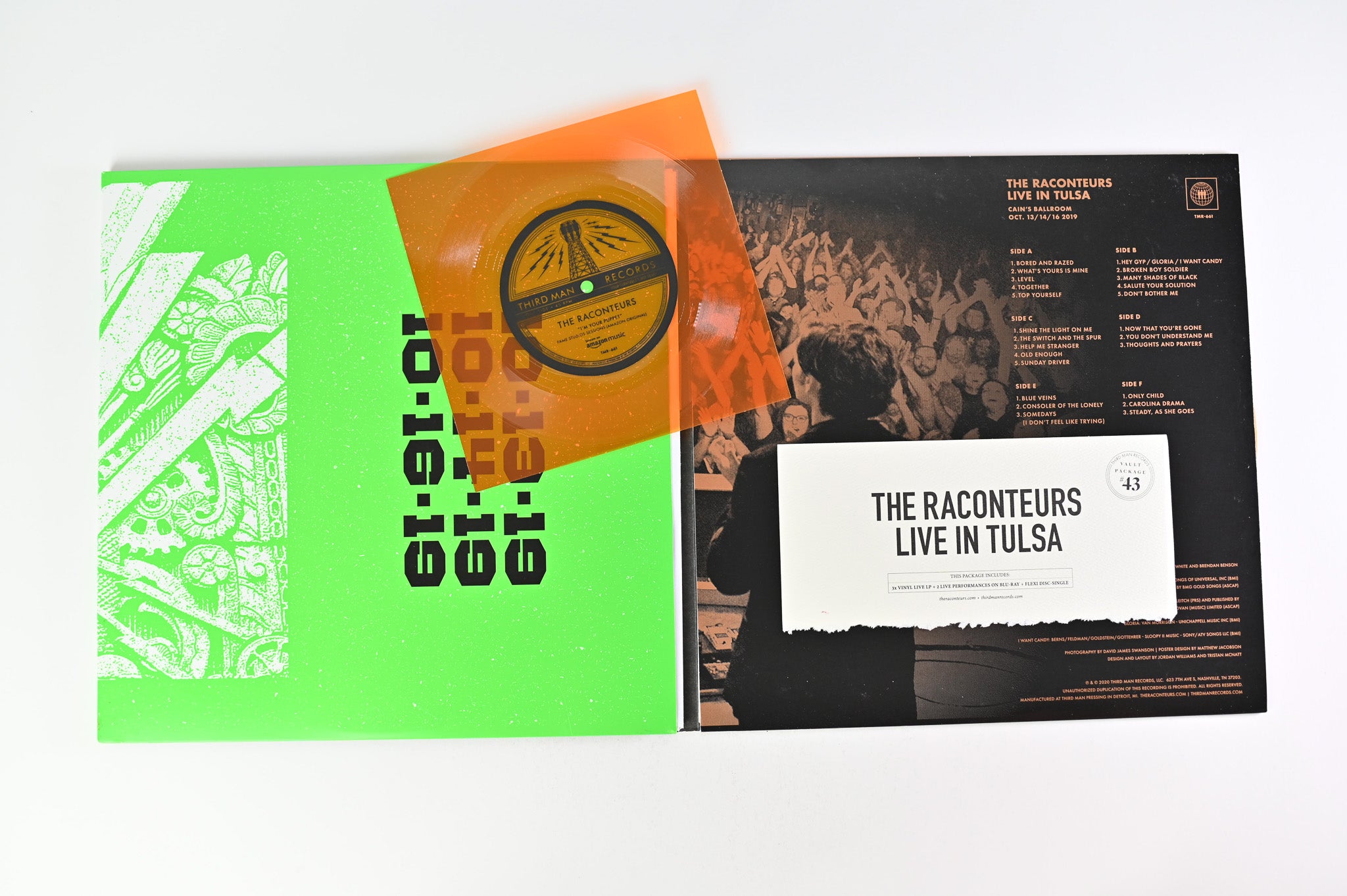 The Raconteurs - Live In Tulsa on Third Man Vault Ltd Colored Vinyl With Flexi and Blu-Ray