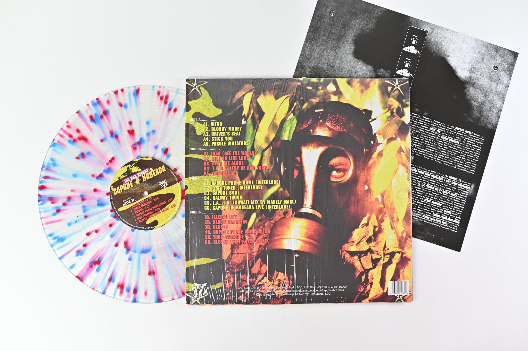 Capone -N- Noreaga - The War Report on Tommy Boy Ltd. Reissue Clear w/ Red & Blue Splatter