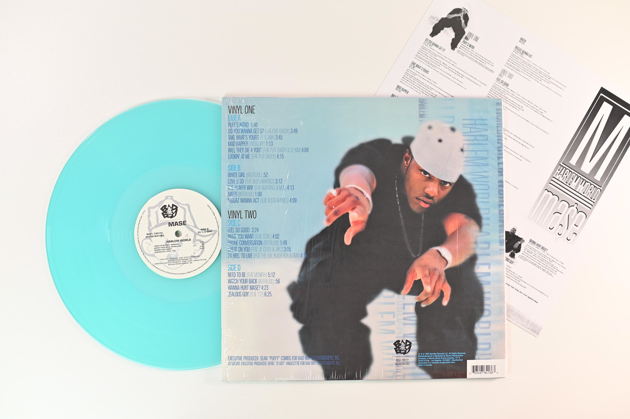 Mase - Harlem World on Bad Boy Ltd Translucent Light Blue Reissue
