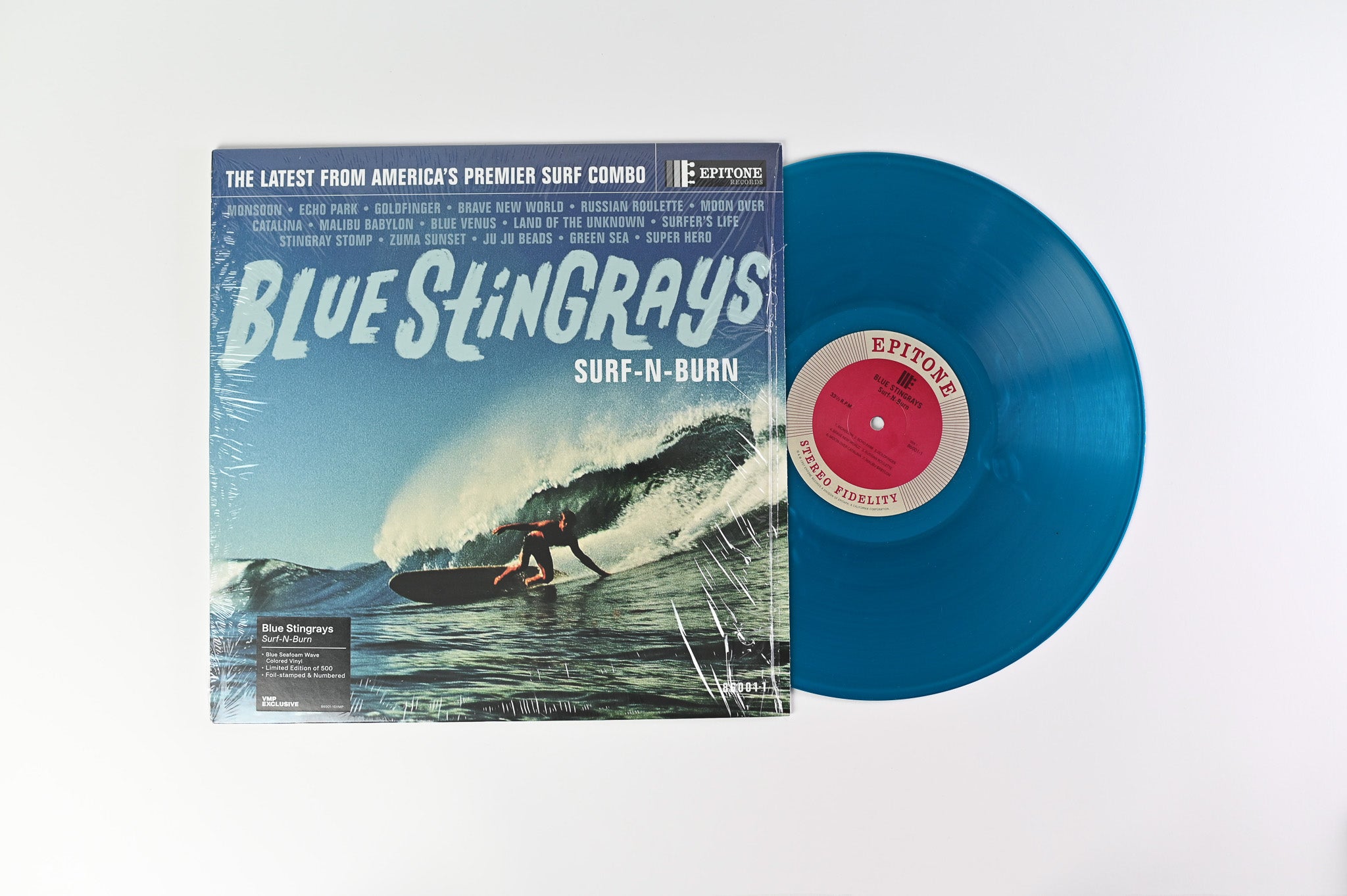 Blue Stingrays - Surf-N-Burn on Epitone Records Vinyl Me, Please Numbered Reissue on Blue Seafoam Wave Vinyl