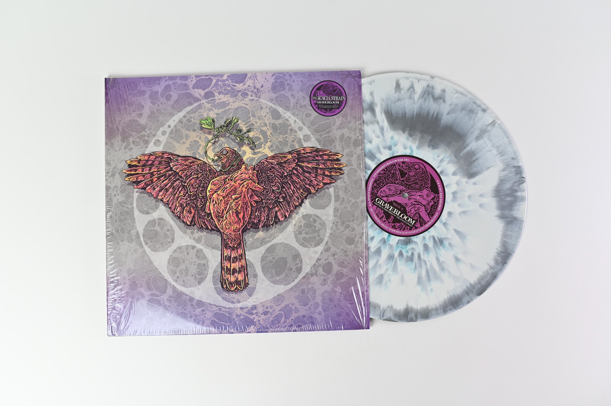 The Acacia Strain - Gravebloom on Rise Ltd White/Silver with Electric Blue Splatter