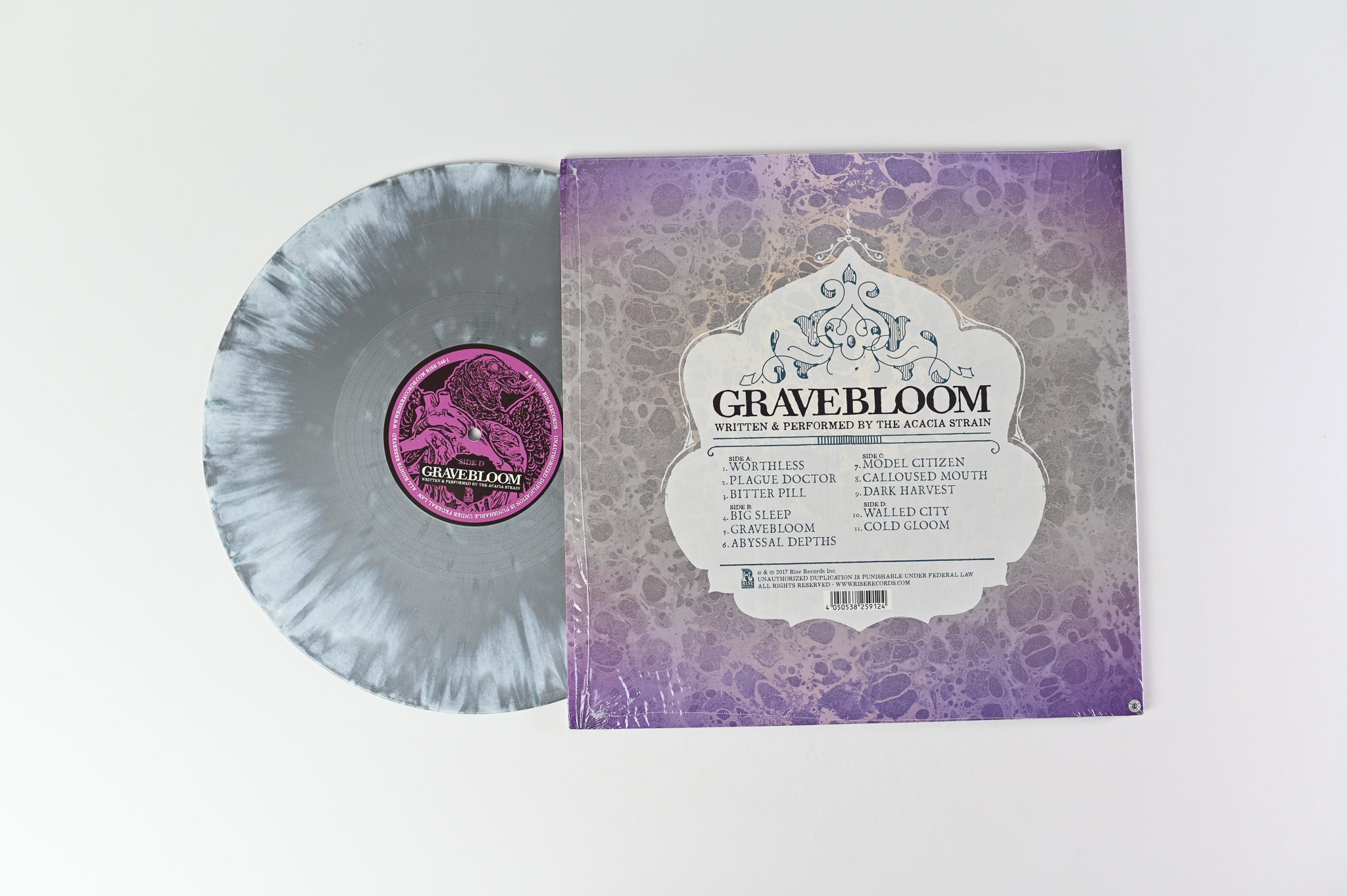 The Acacia Strain - Gravebloom on Rise Ltd White/Silver with Electric Blue Splatter