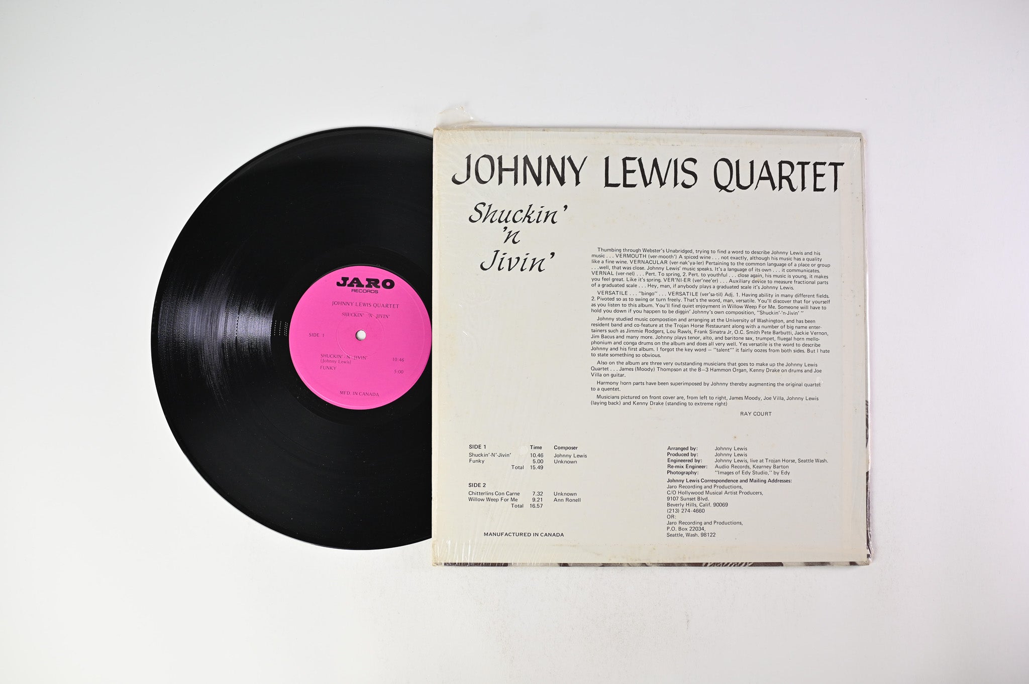 Johnny Lewis Quartet - Shuckin' 'N Jivin' on Jaro Records