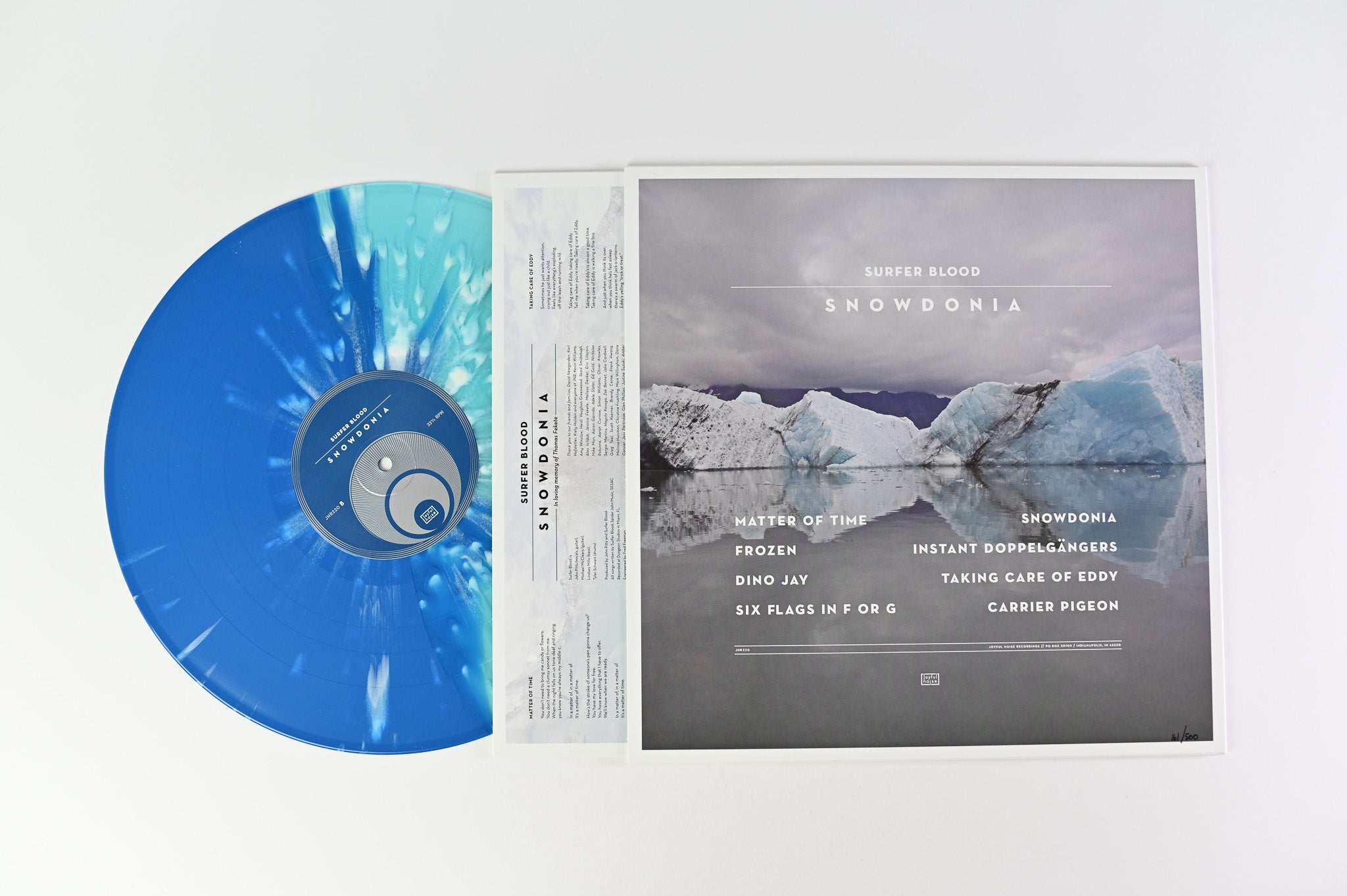 Surfer Blood - Snowdonia on Joyful Noise Ltd Blue & Clear with White Splatter