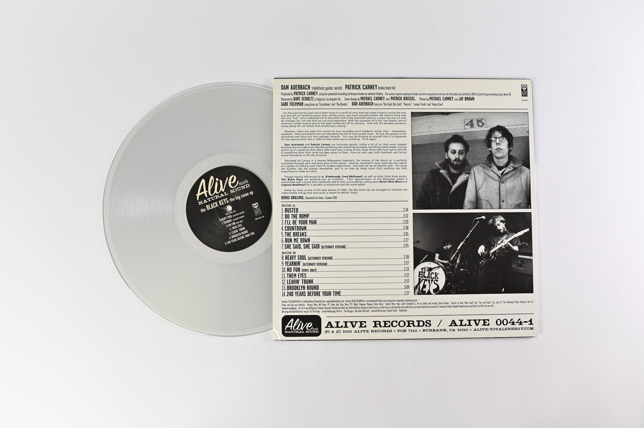 The Black Keys - The Big Come Up on Alive Ltd Clear Vinyl Reissue