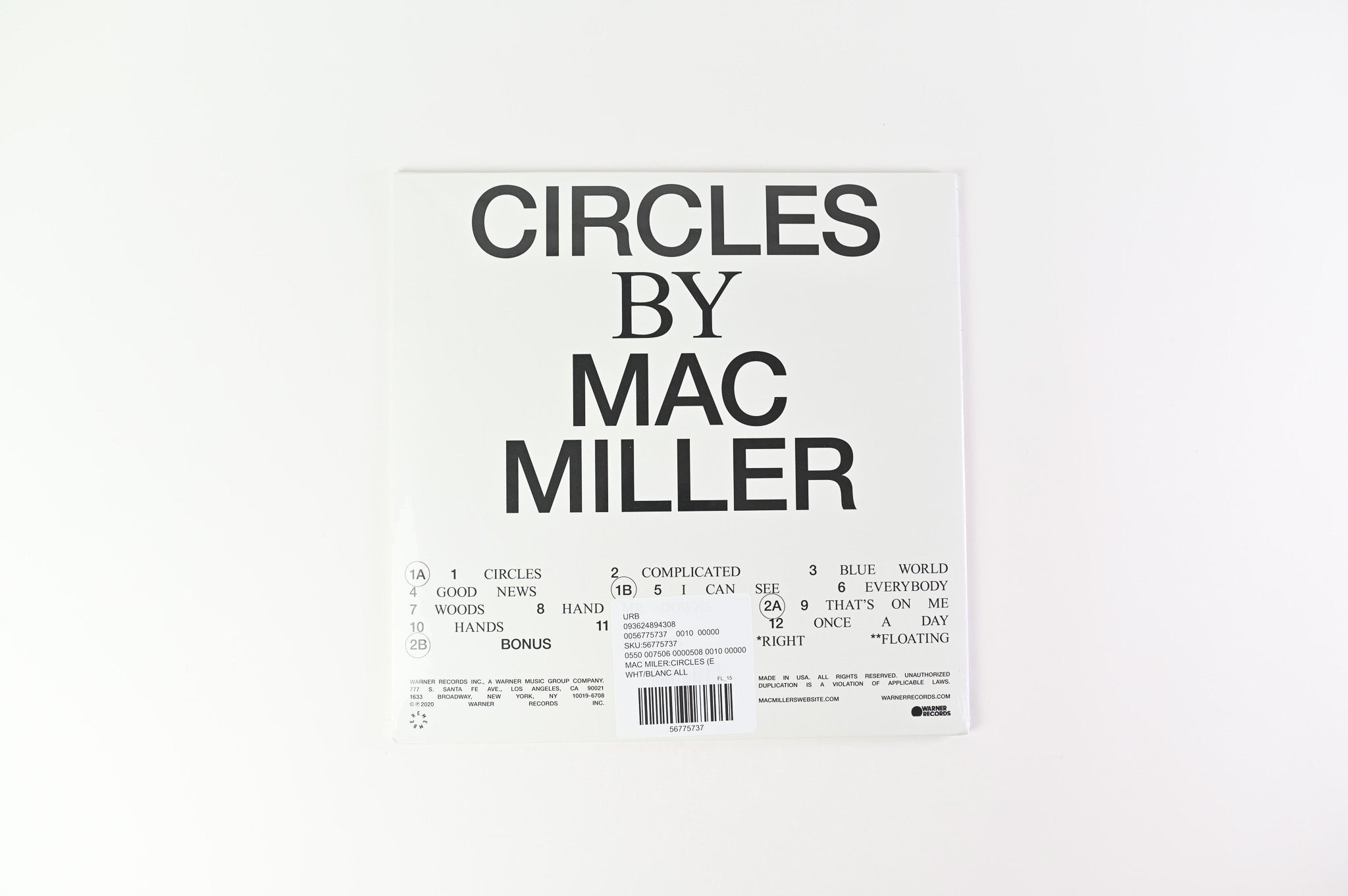 Mac Miller - Circles on Warner Ltd White Vinyl Urban Outfitters Exclusive Sealed