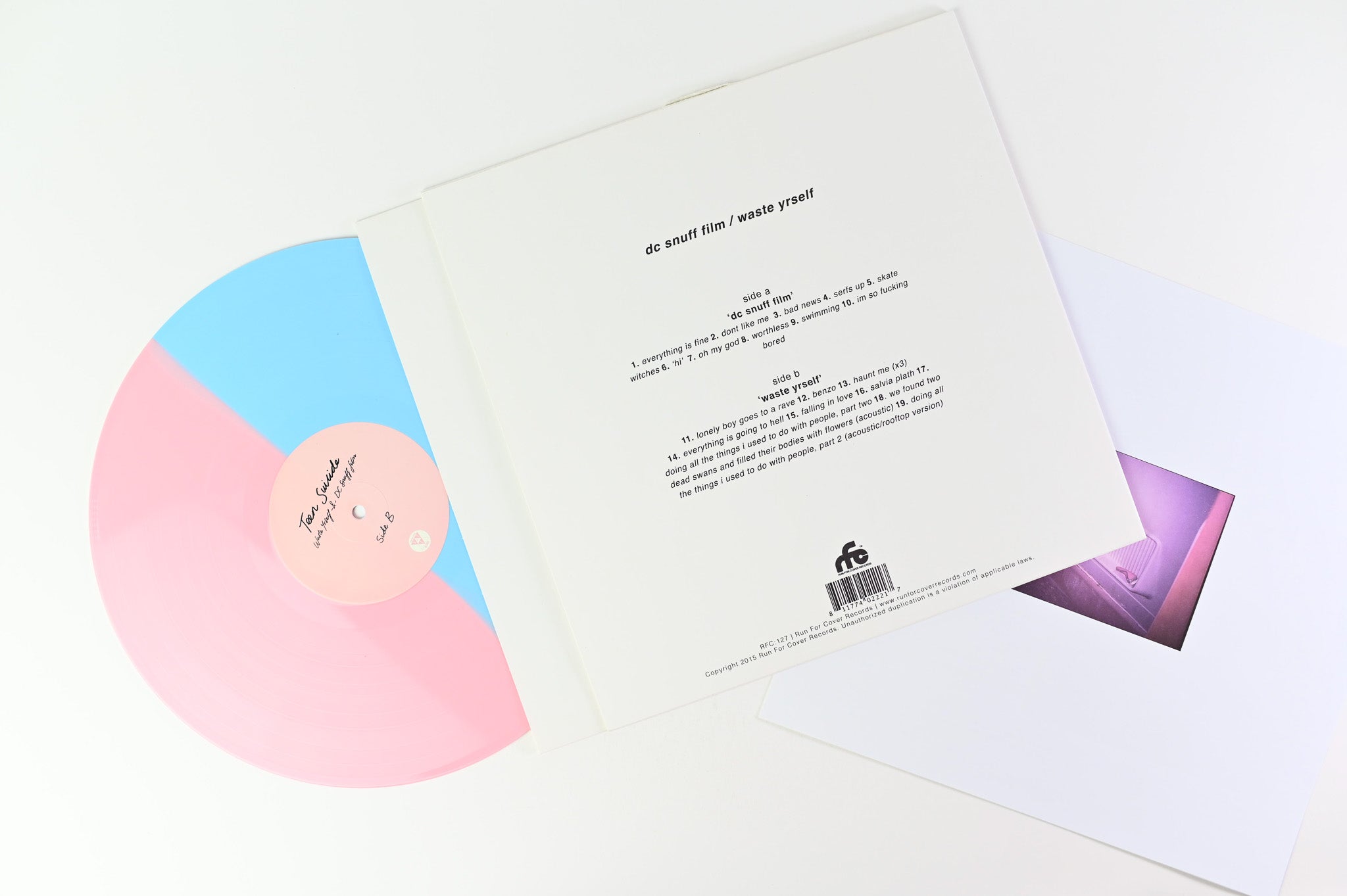 Teen Suicide - Waste Yrself / DC Snuff Film on Run For Cover Records Pink / Blue Split