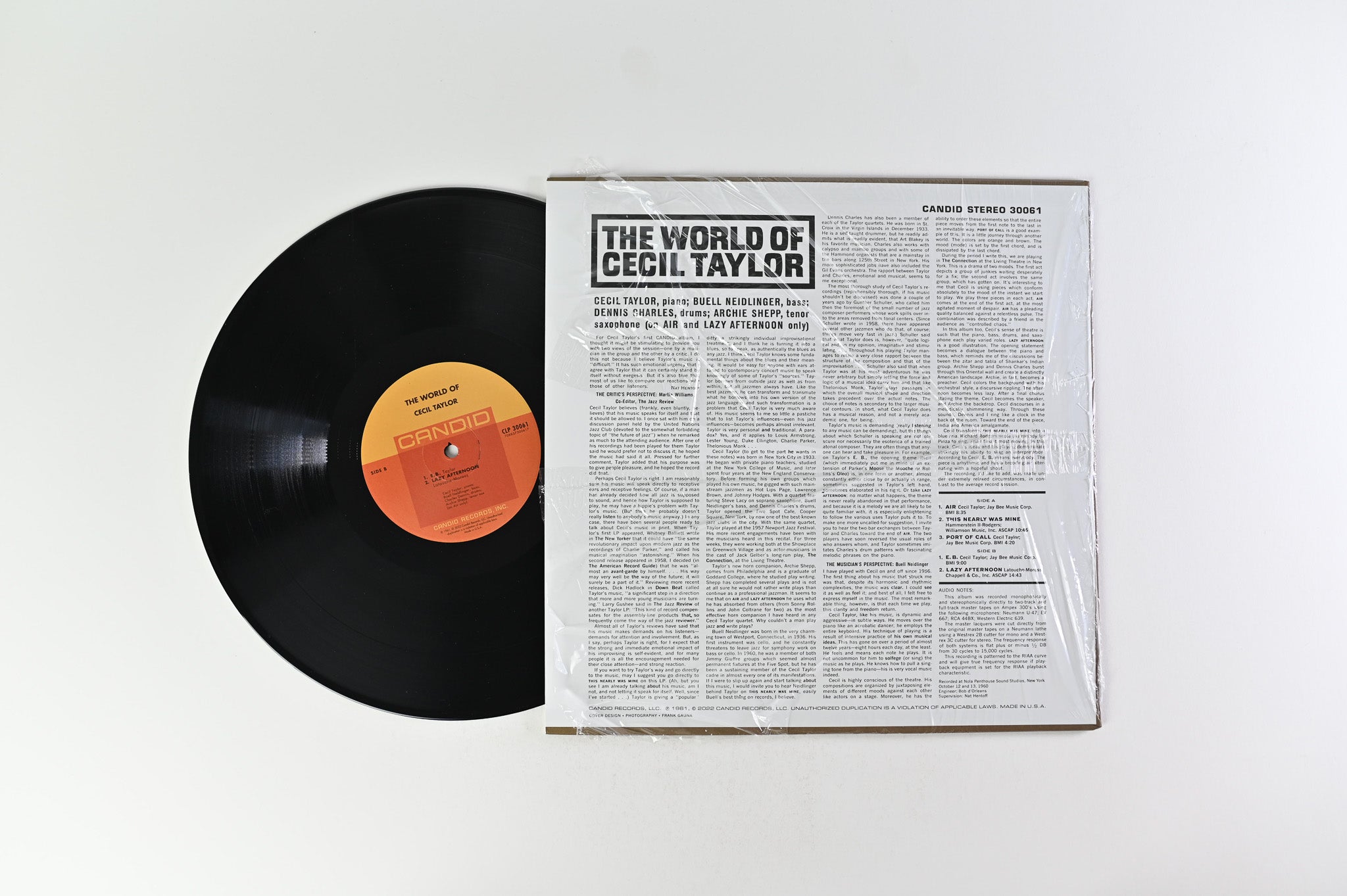Cecil Taylor - The World Of Cecil Taylor on Candid 180 Gram Reissue