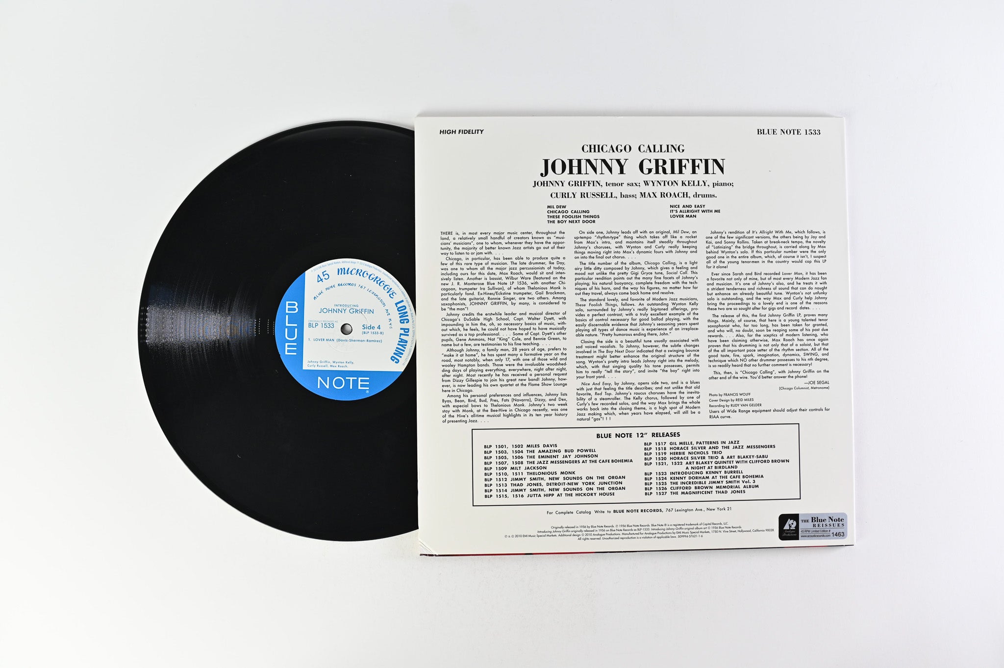 Johnny Griffin - Introducing Johnny Griffin on Blue Note / Analogue Productions Mono Reissue Numbered 45 RPM