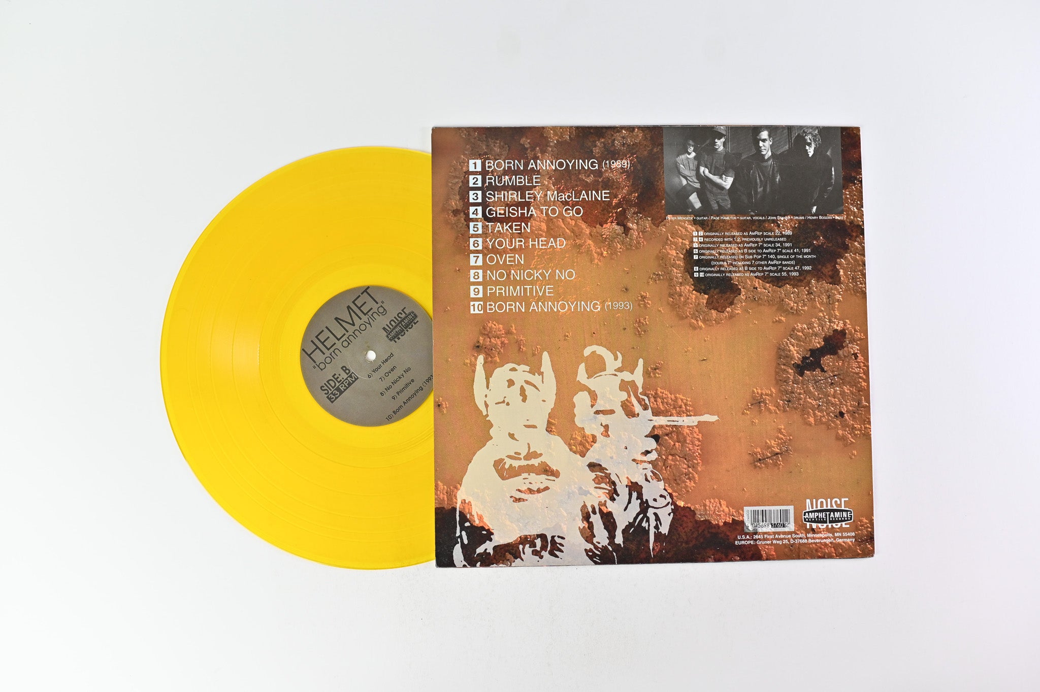Helmet - Born Annoying on Amphetamine Reptile Yellow Translucent German Pressing