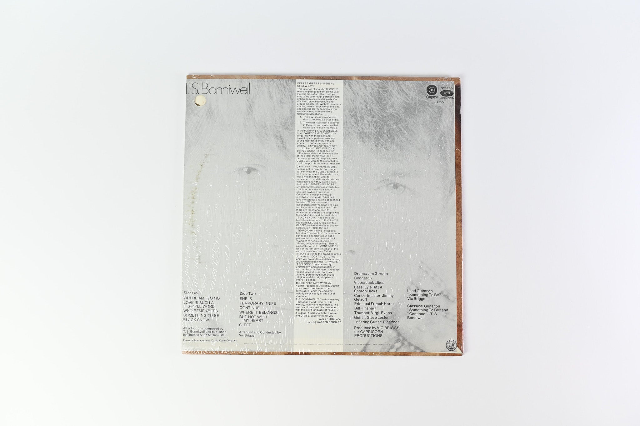T.S. Bonniwell - Close on Capitol 1969 Pressing Sealed