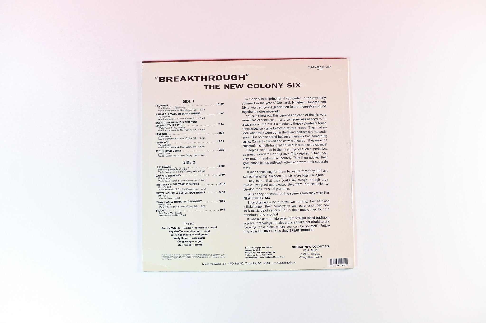 The New Colony Six - Breakthrough on Sundazed Music - Sealed
