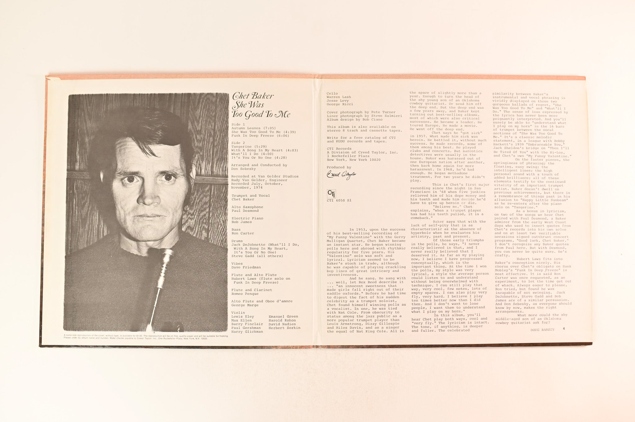 Chet Baker - She Was Too Good To Me on CTI