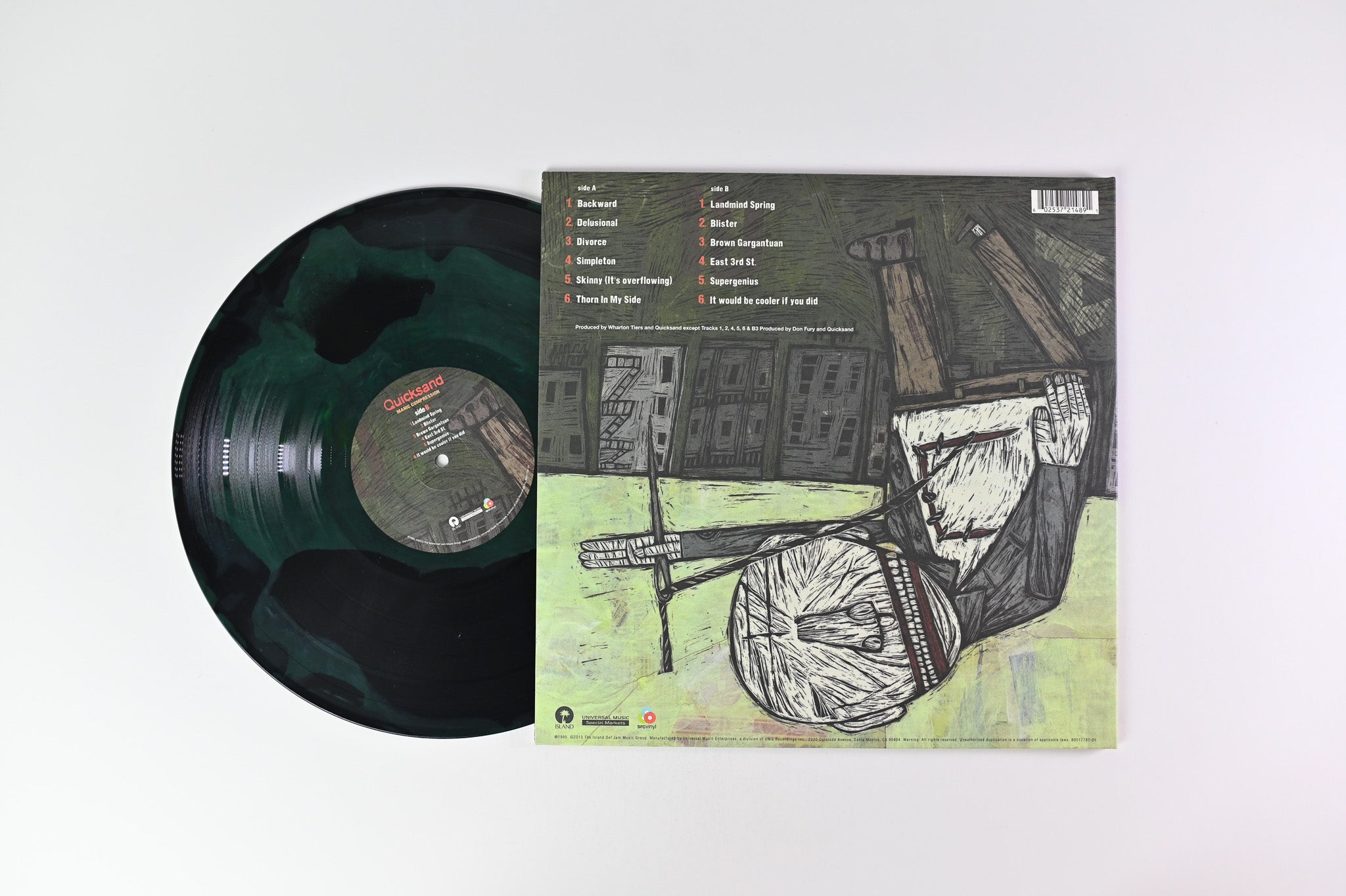 Quicksand - Manic Compression on Island Green/Black Swirl Vinyl