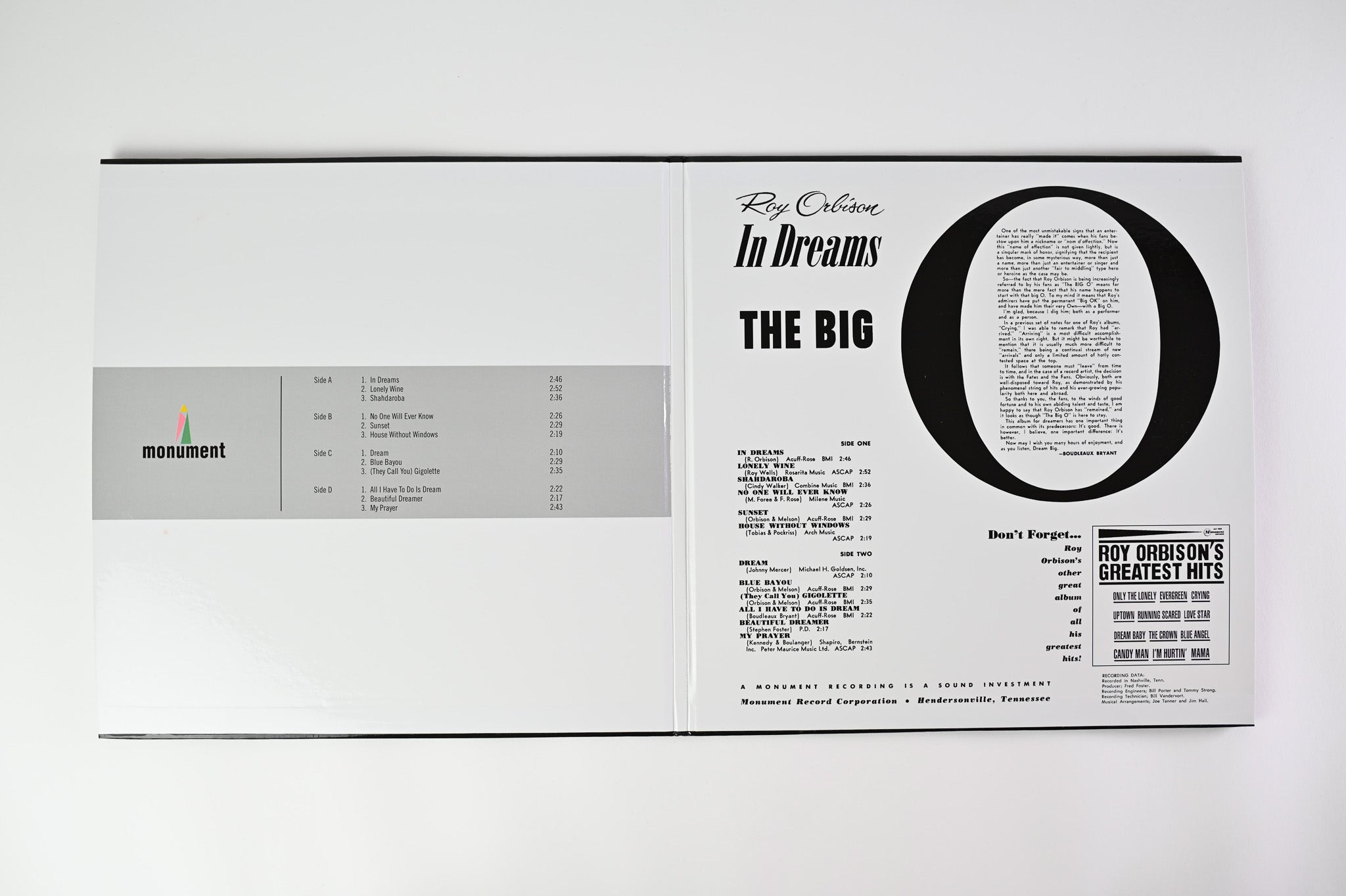Roy Orbison - In Dreams on Original Recordings Group ORG - 45 RPM