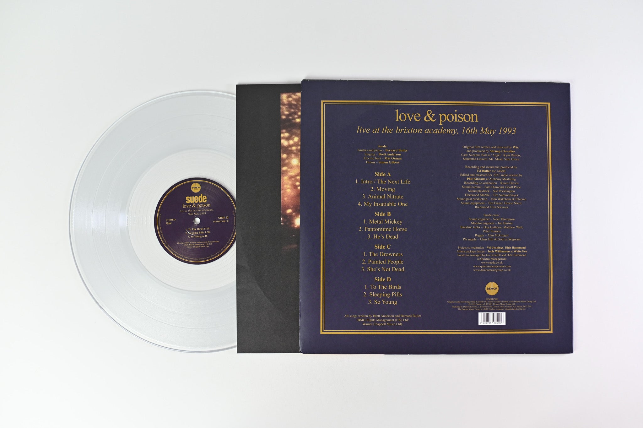 Suede - Love & Poison (Live At The Brixton Academy, 16th May 1993) on Demon Records Clear Vinyl
