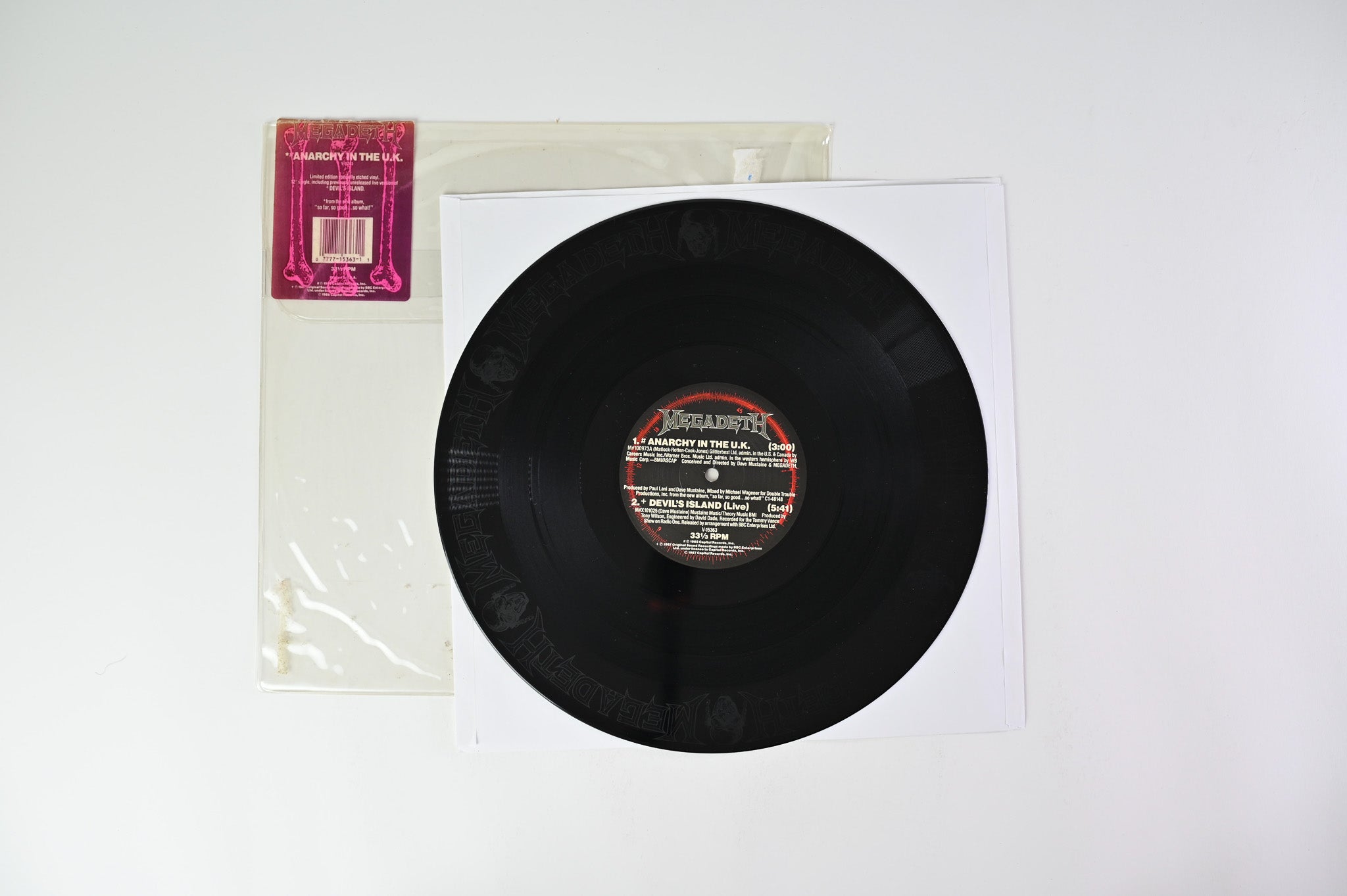 Megadeth - Anarchy In The U.K. on Columbia Single Sided Etched 12" Single